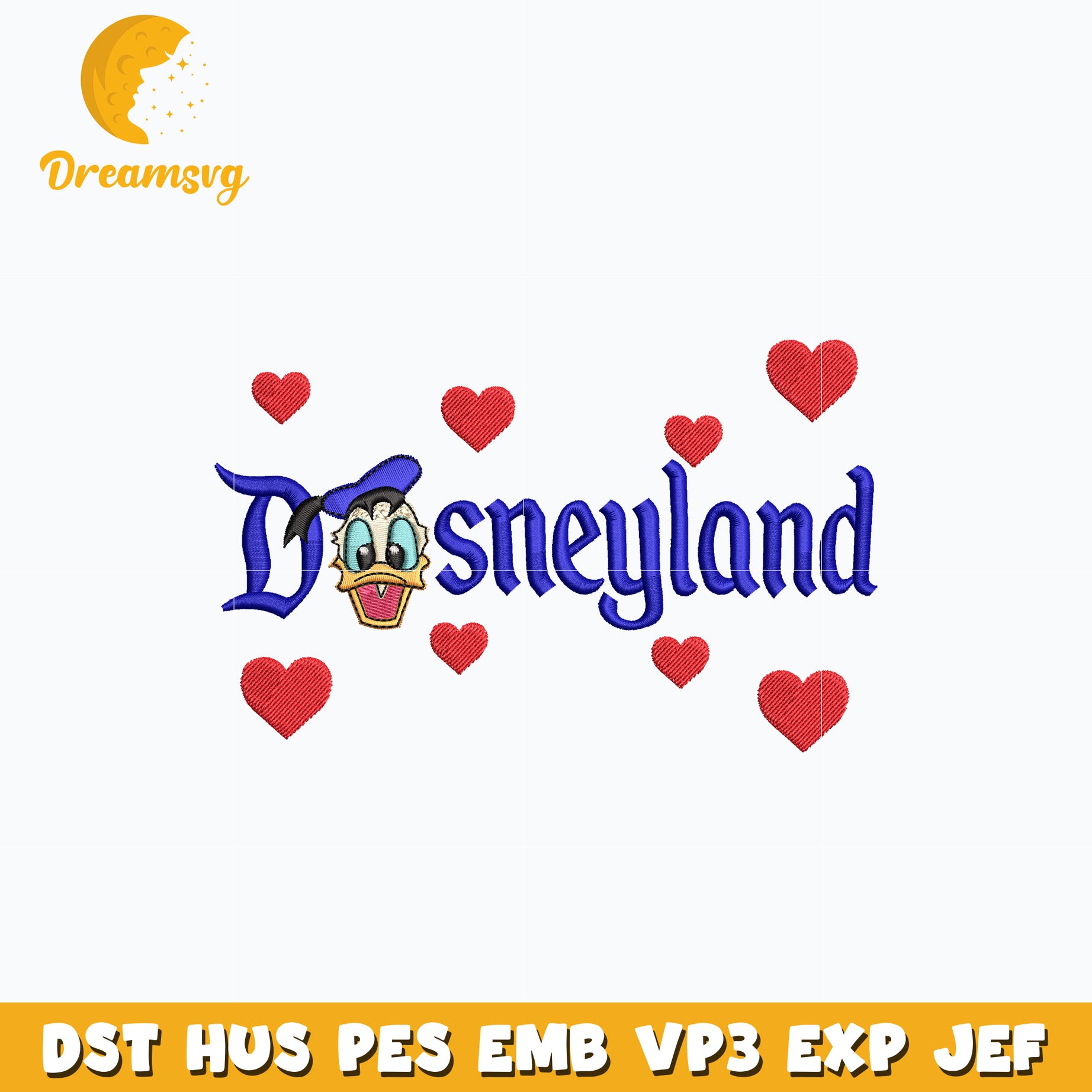 Donald duck disney land embroidery design