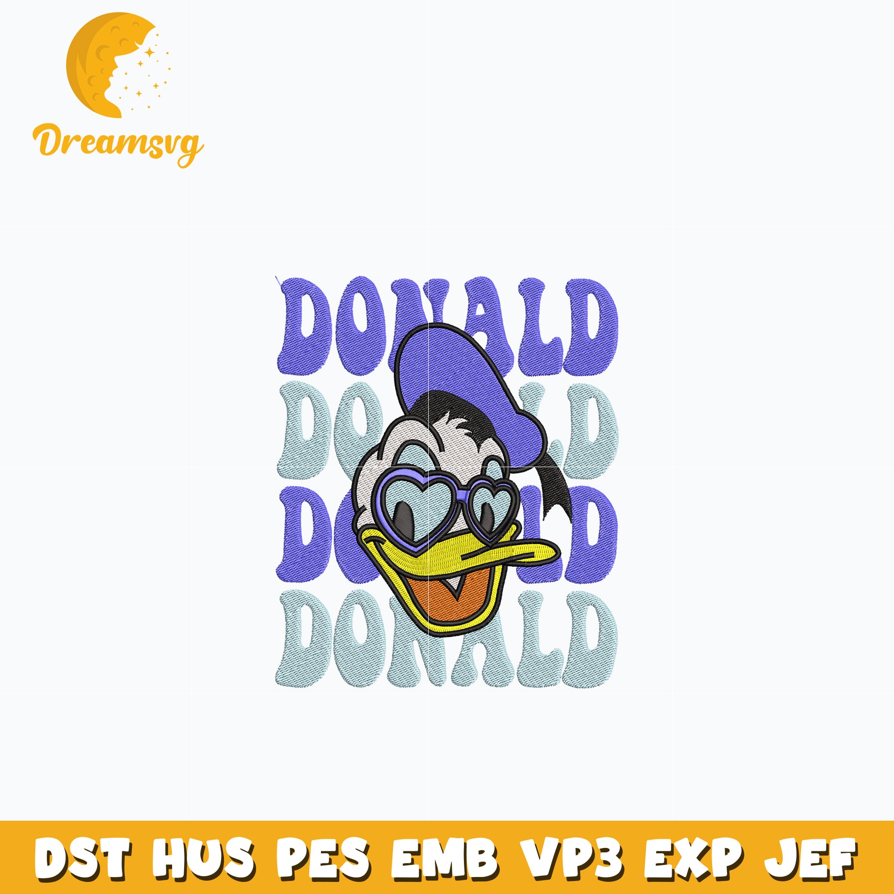 Donald duck head embroidery design