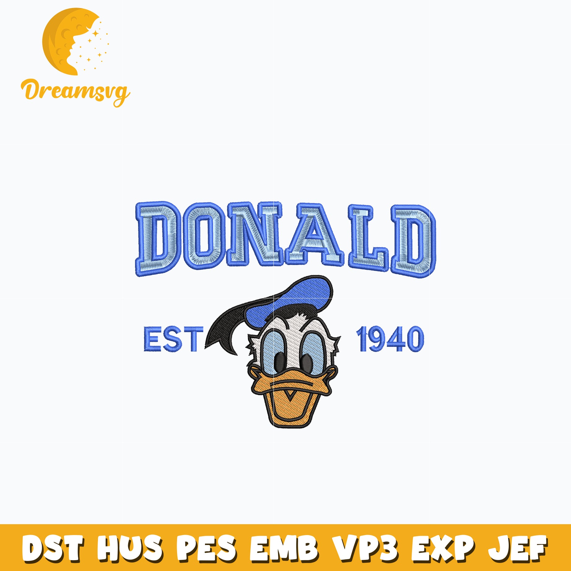 Donald duck est 1940 embroidery design