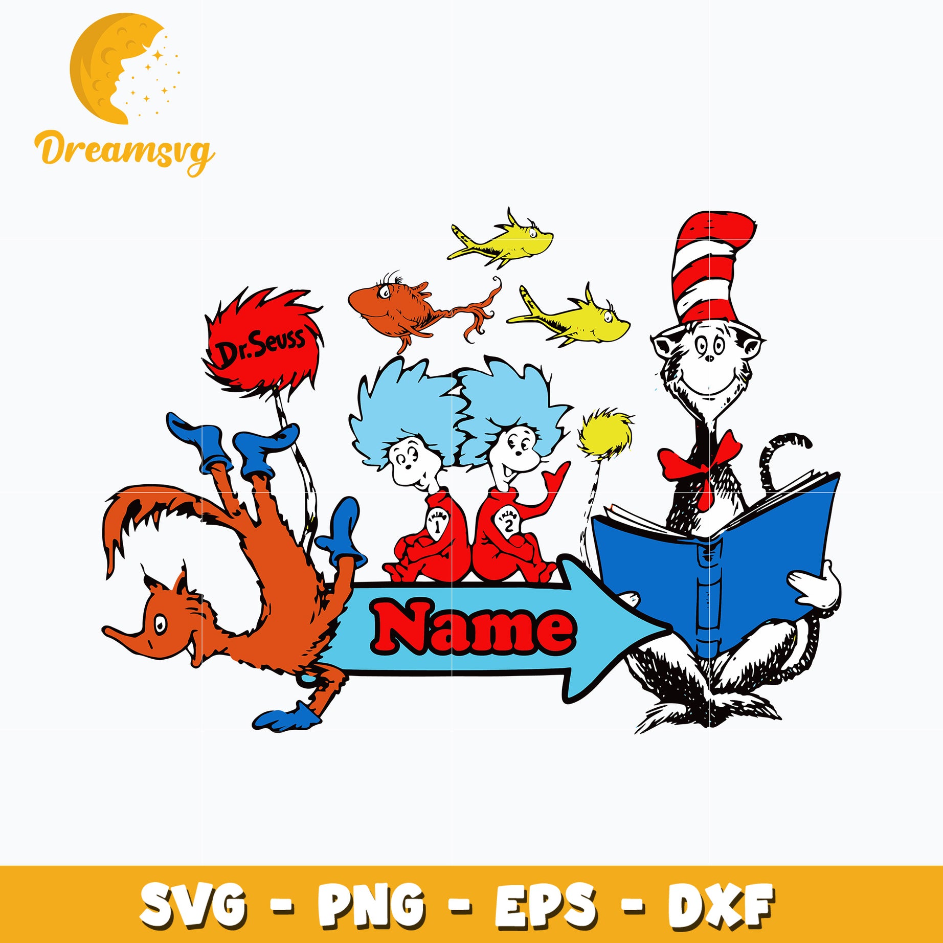 Dr Seuss friends name svg