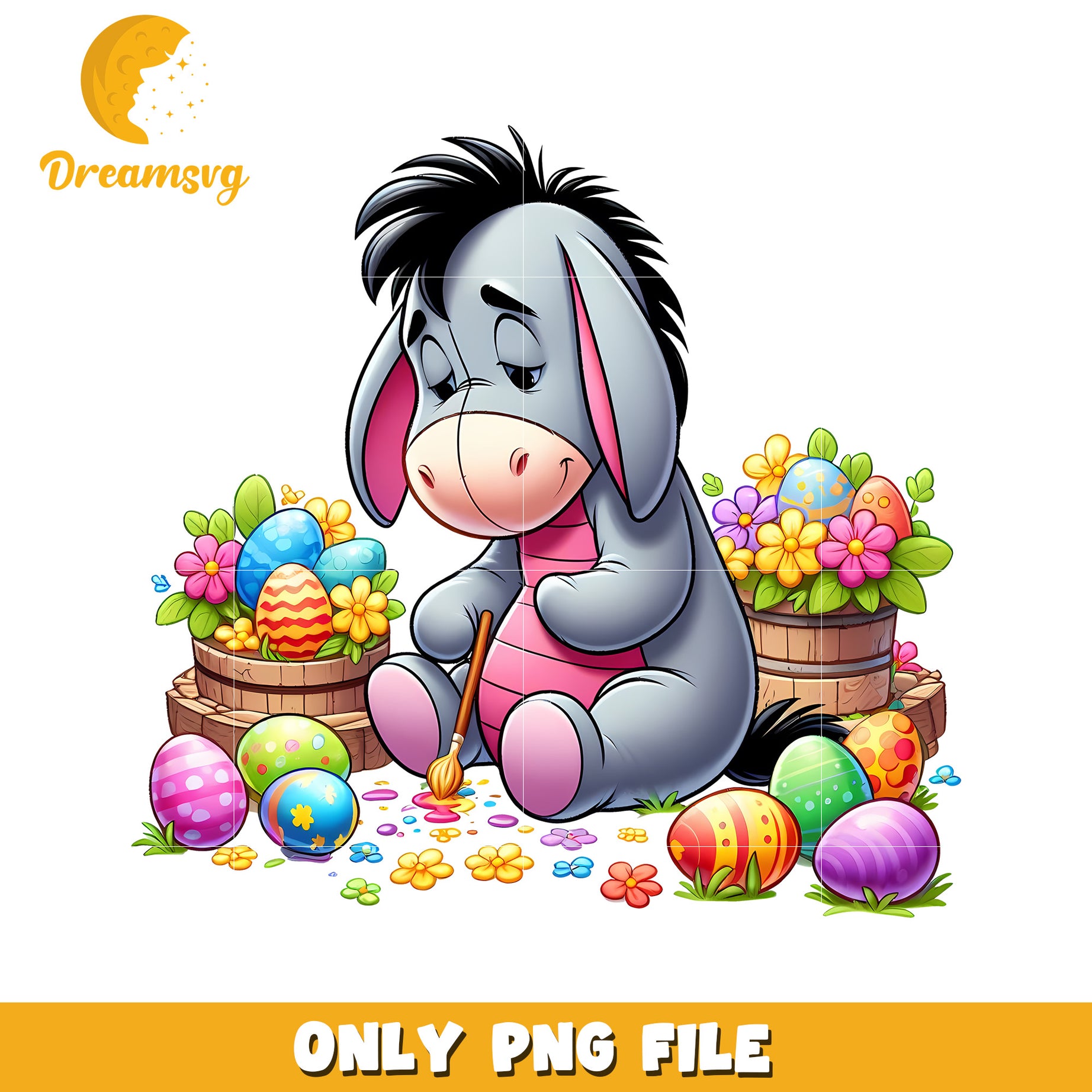 eeyore and easter eggs png, easter day png, cartoon png