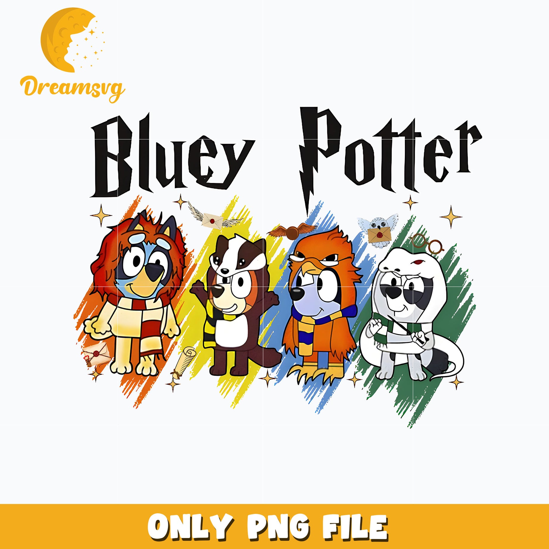 Bluey friends x harry potter png