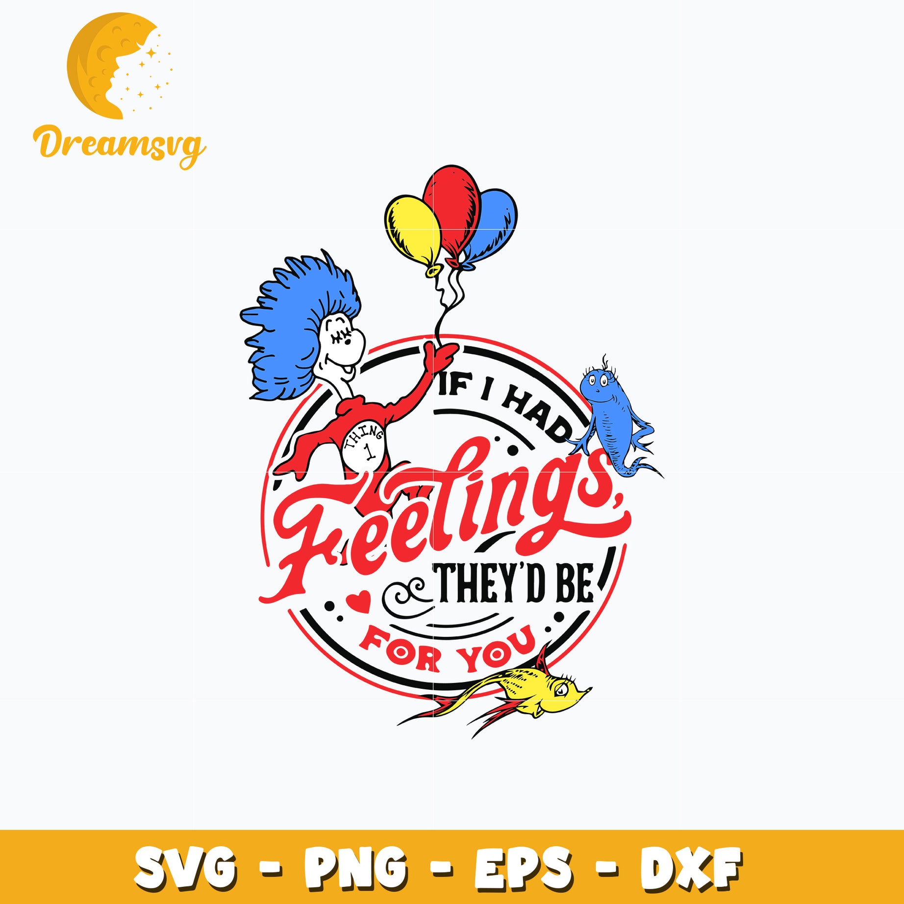 Dr seuss Thing 1 feelings svg