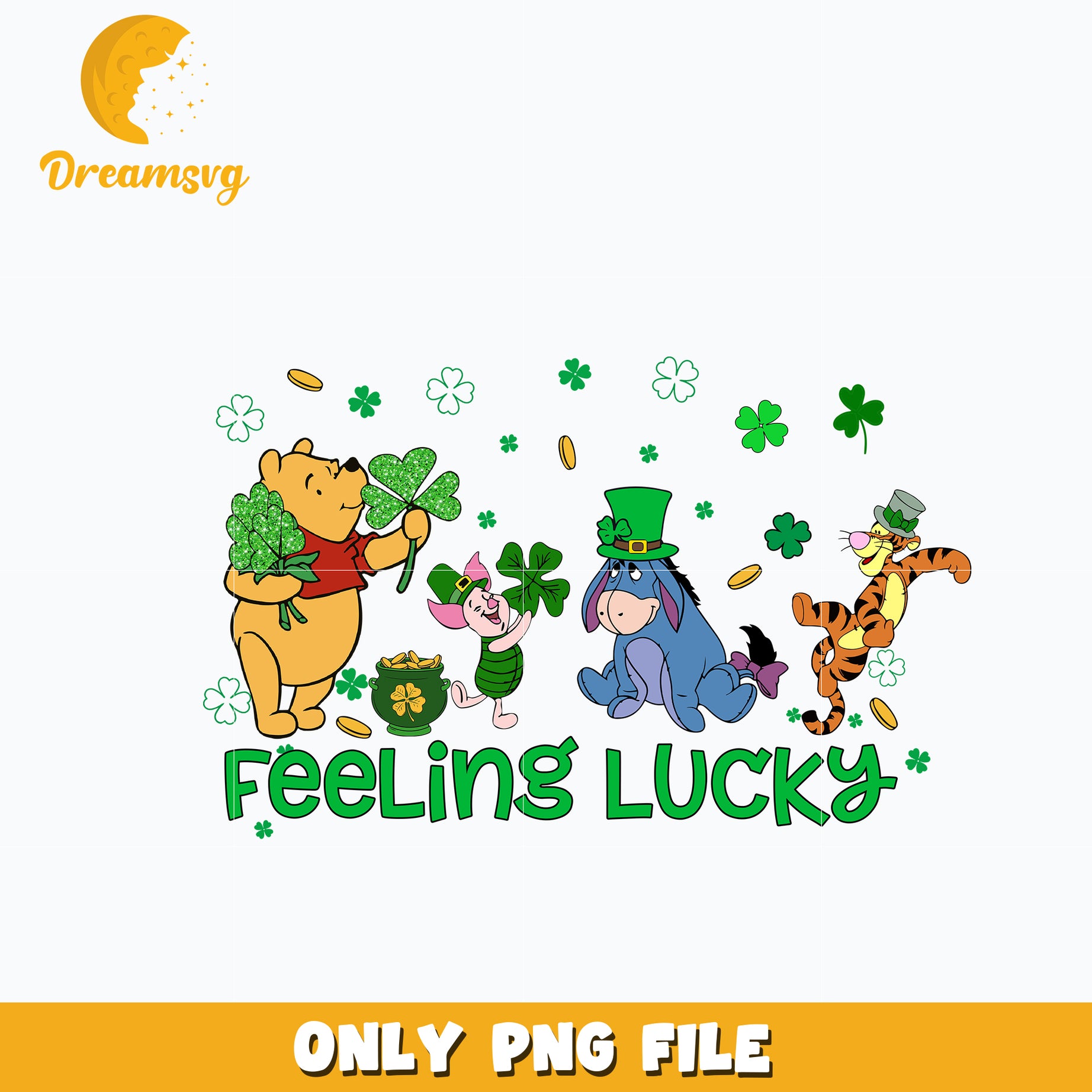 Feeling lucky pooh st patrick's day Png