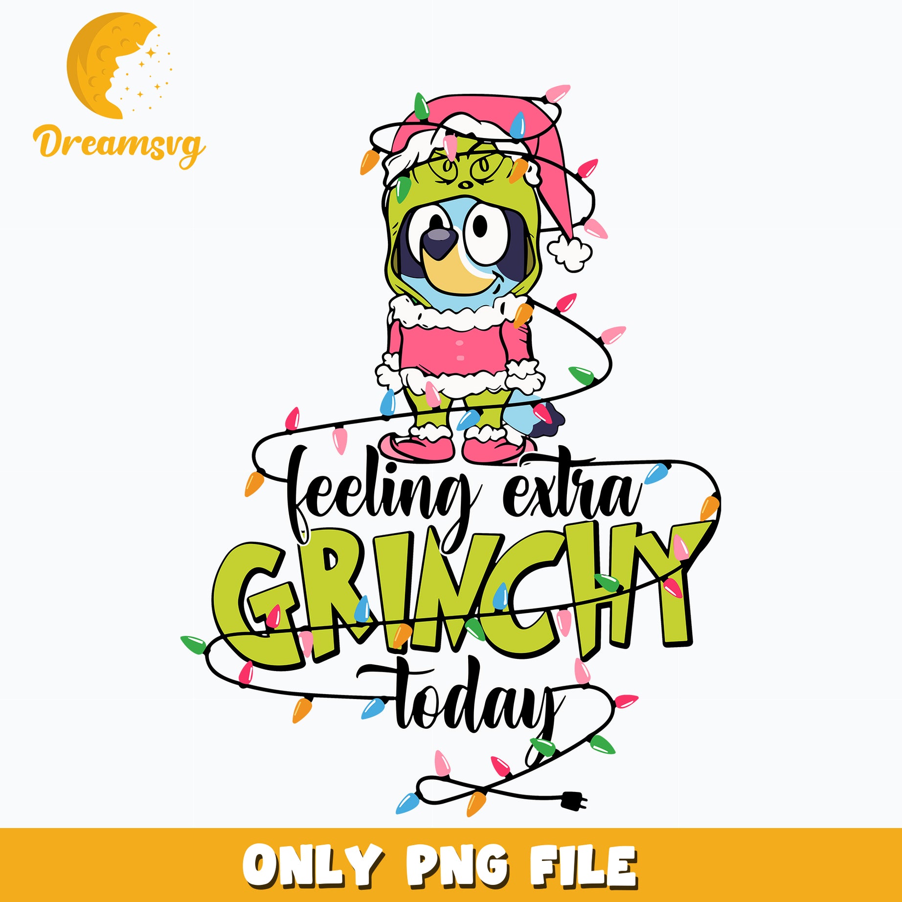 feeling extra grinchy today bluey christmas png.