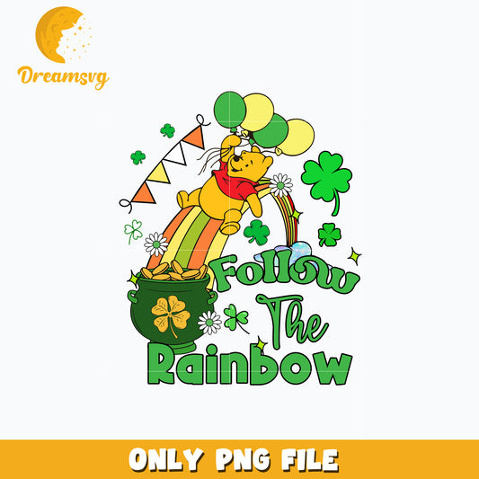 Pooh follow the rainbow patrick's day Png