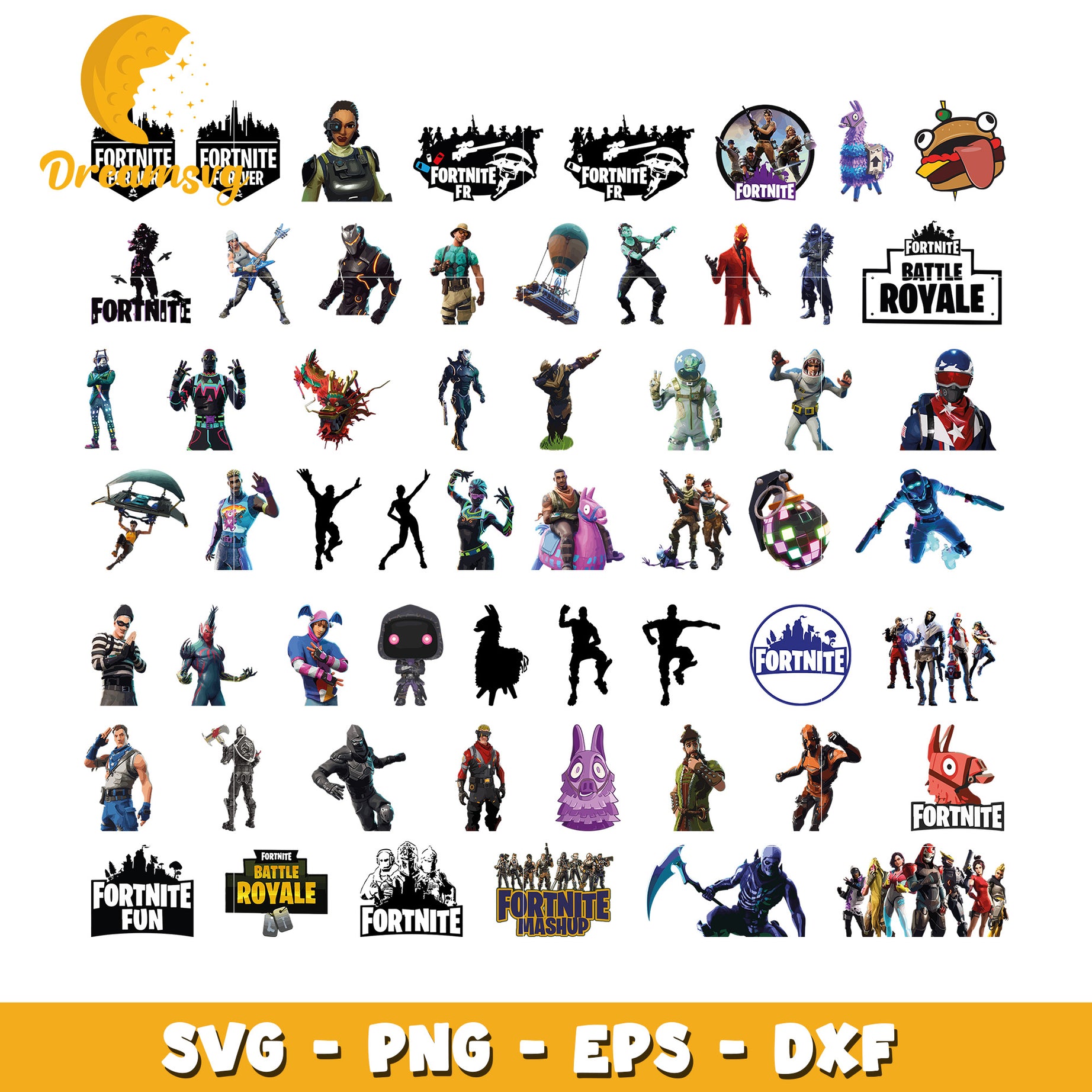 Fortnite characters design bundle svg, fortnite cartoon characters​ svg