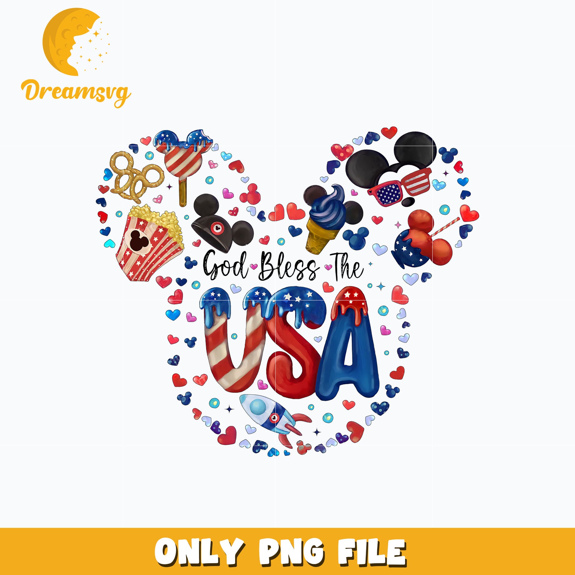 God Bless The USA Png, mickey head png