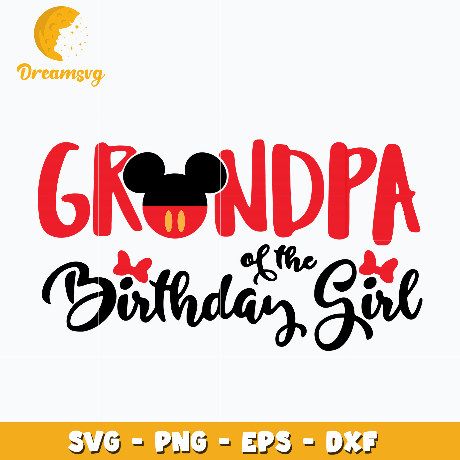 Grandpa of the Birthday Girl Svg, Mickey head Svg