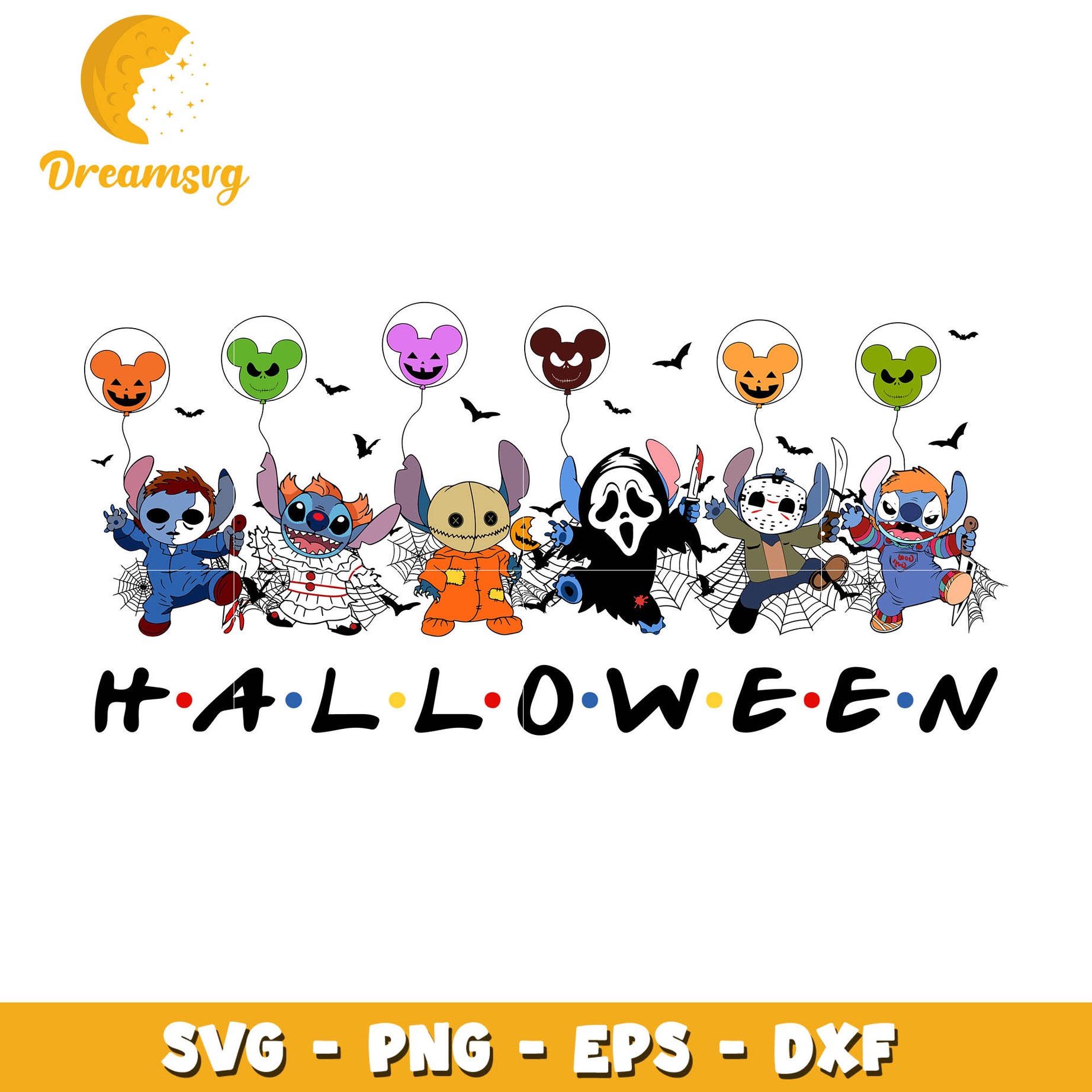 Halloween stitch horror characters svg