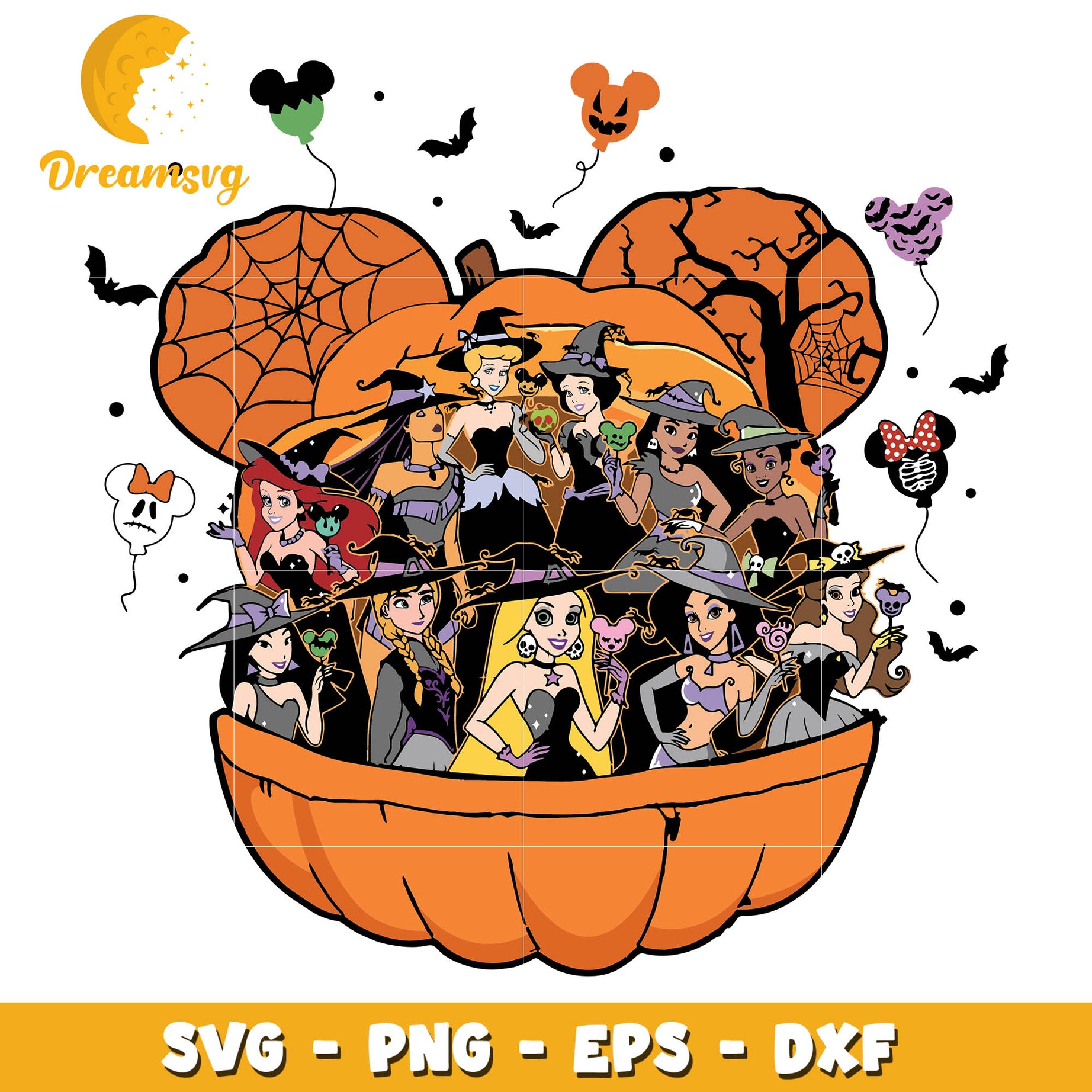 halloween disney princess svg, Mickey head pumpkin svg