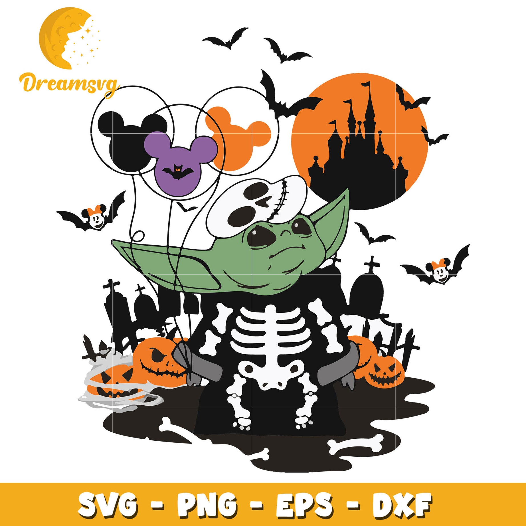 Baby Yoda Skeleton halloween svg