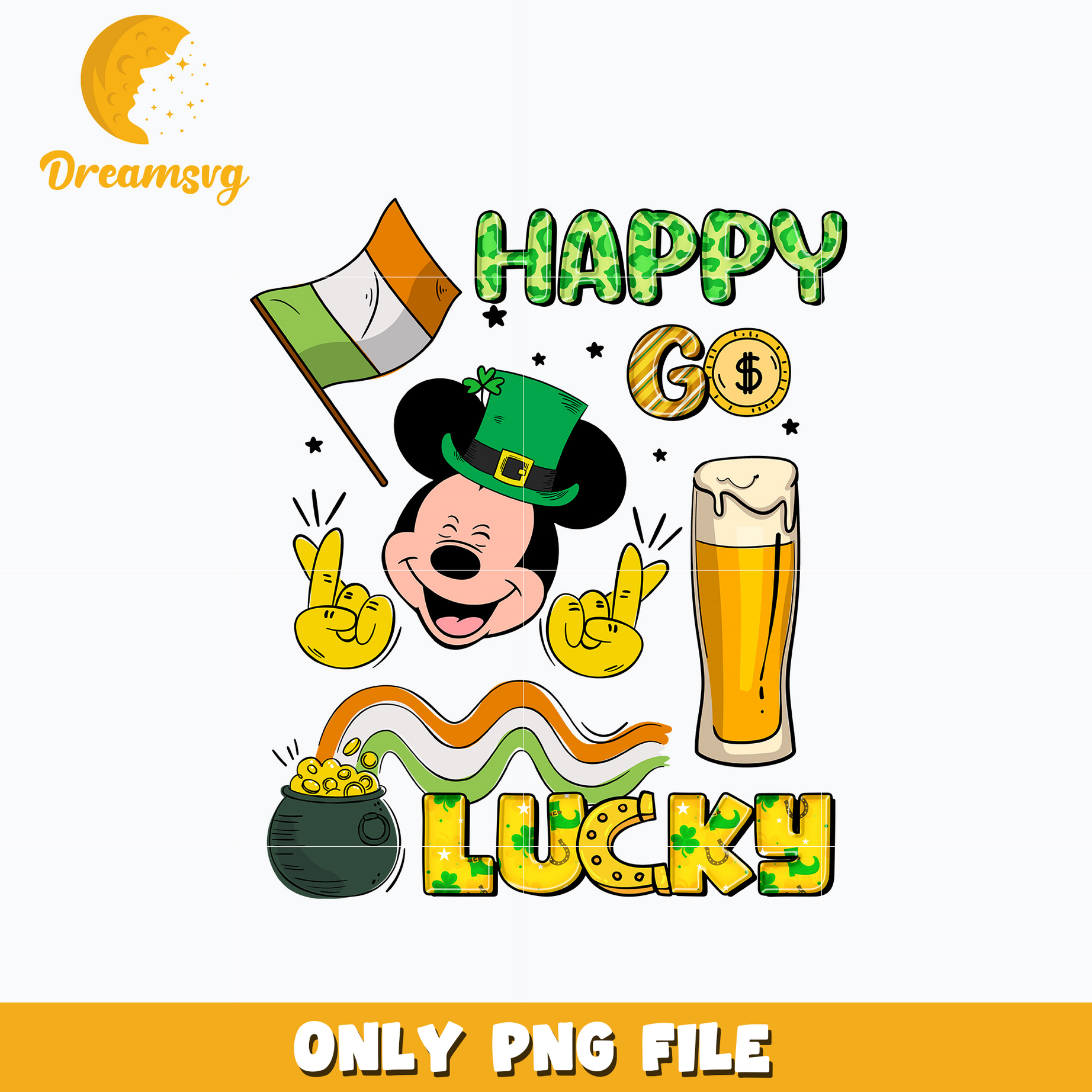 Mickey happy go lucky patrick's day png