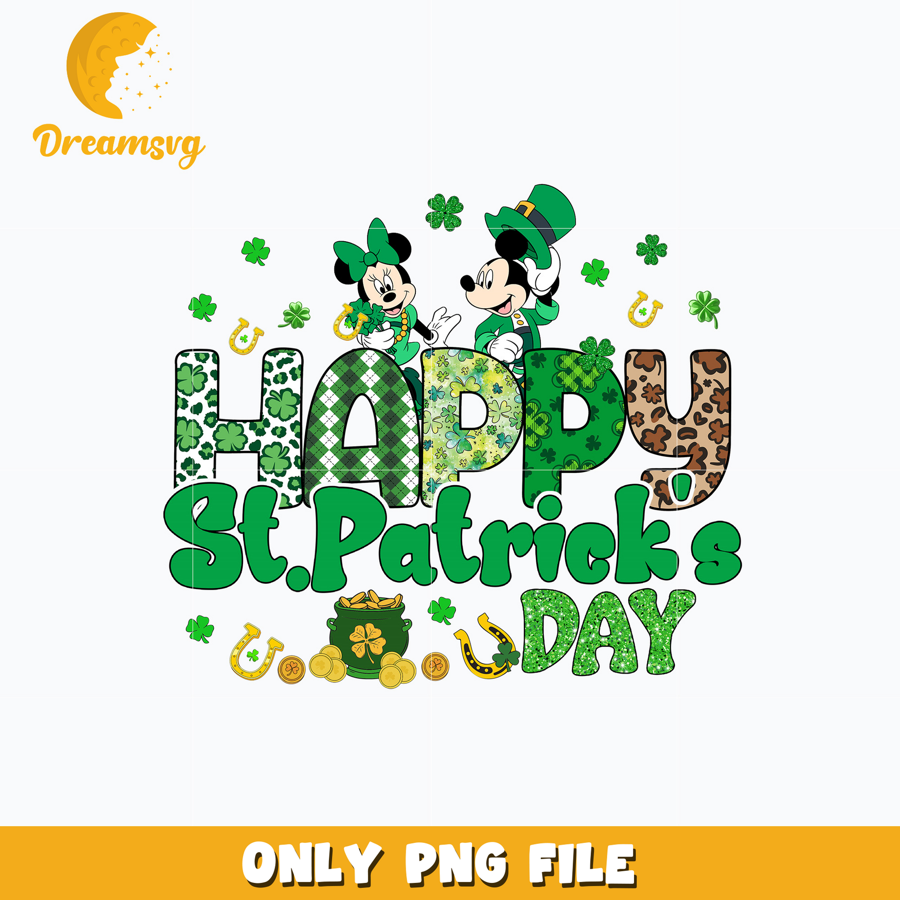 Mickey couple happy st. patrick's day png