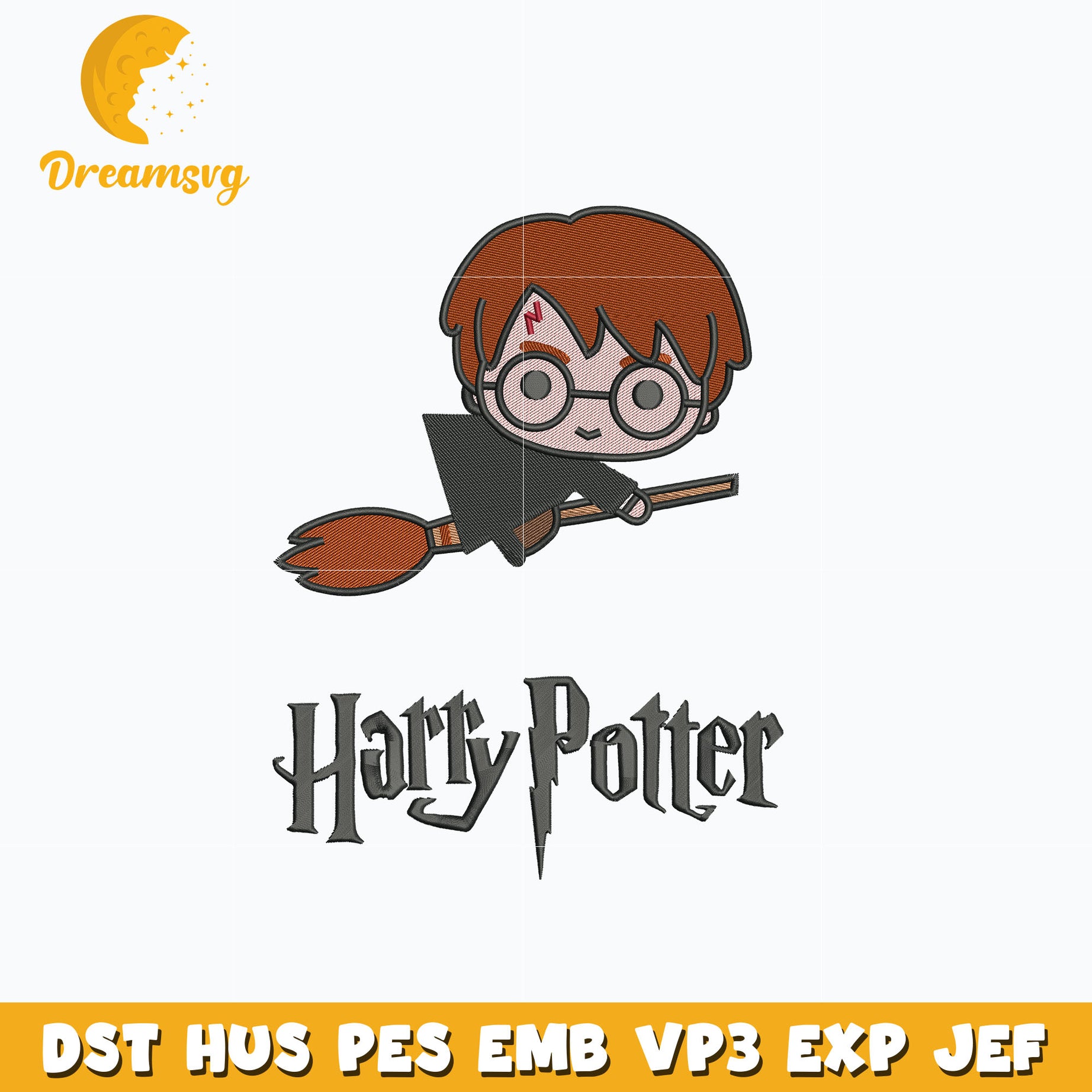 Harry potter chibi embroidery design