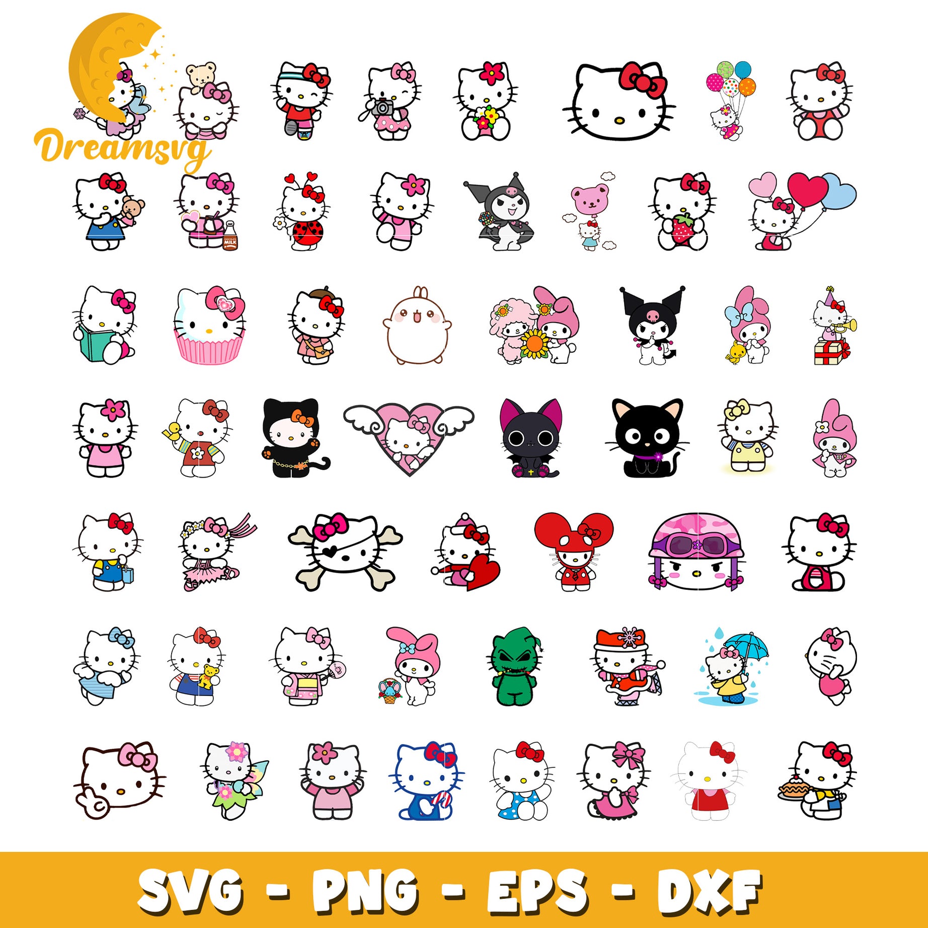 Hello kitty cute design bundle svg, sanrio hello kitty watch​ svg