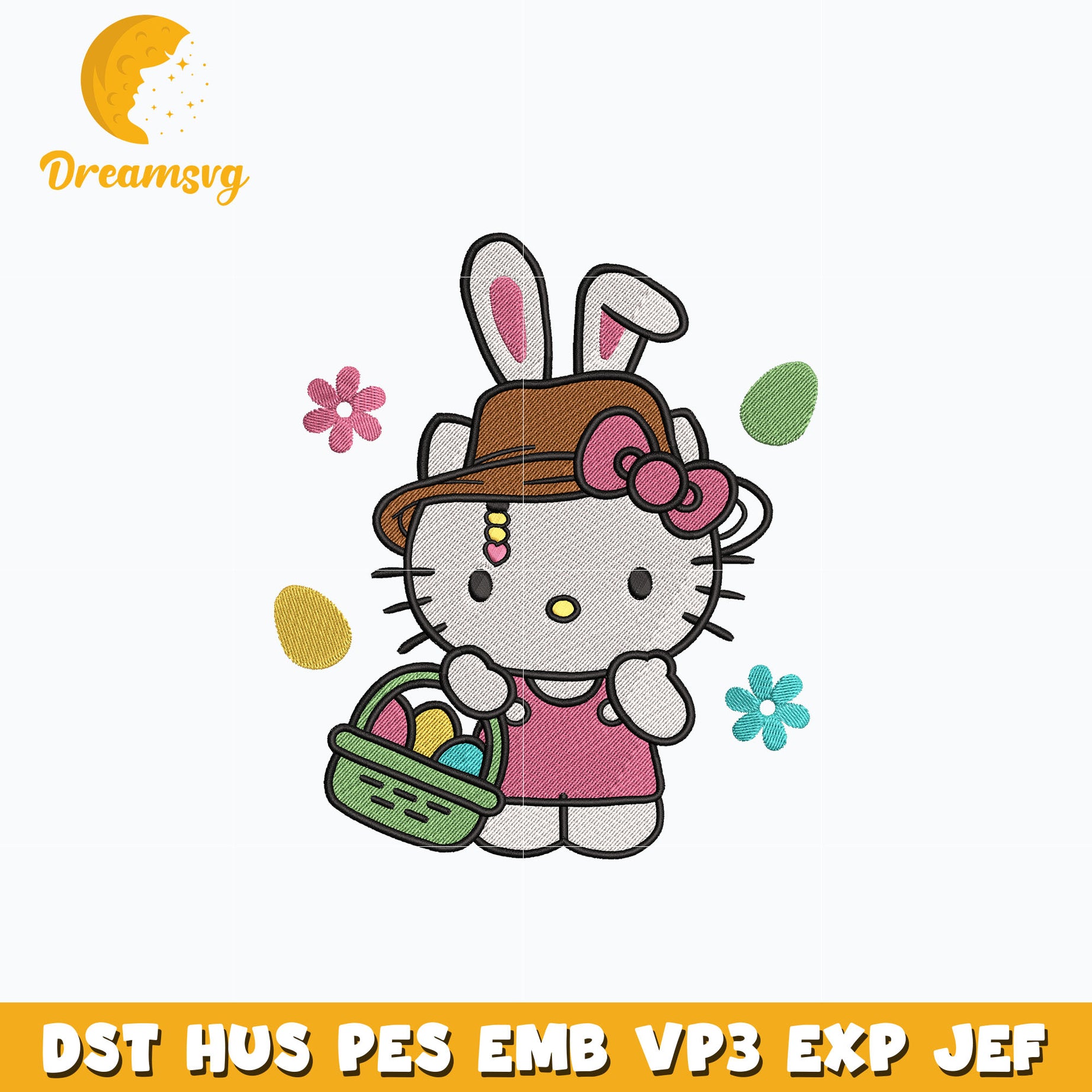 Hello kitty bunny easter embroidery – DreamSVG Store