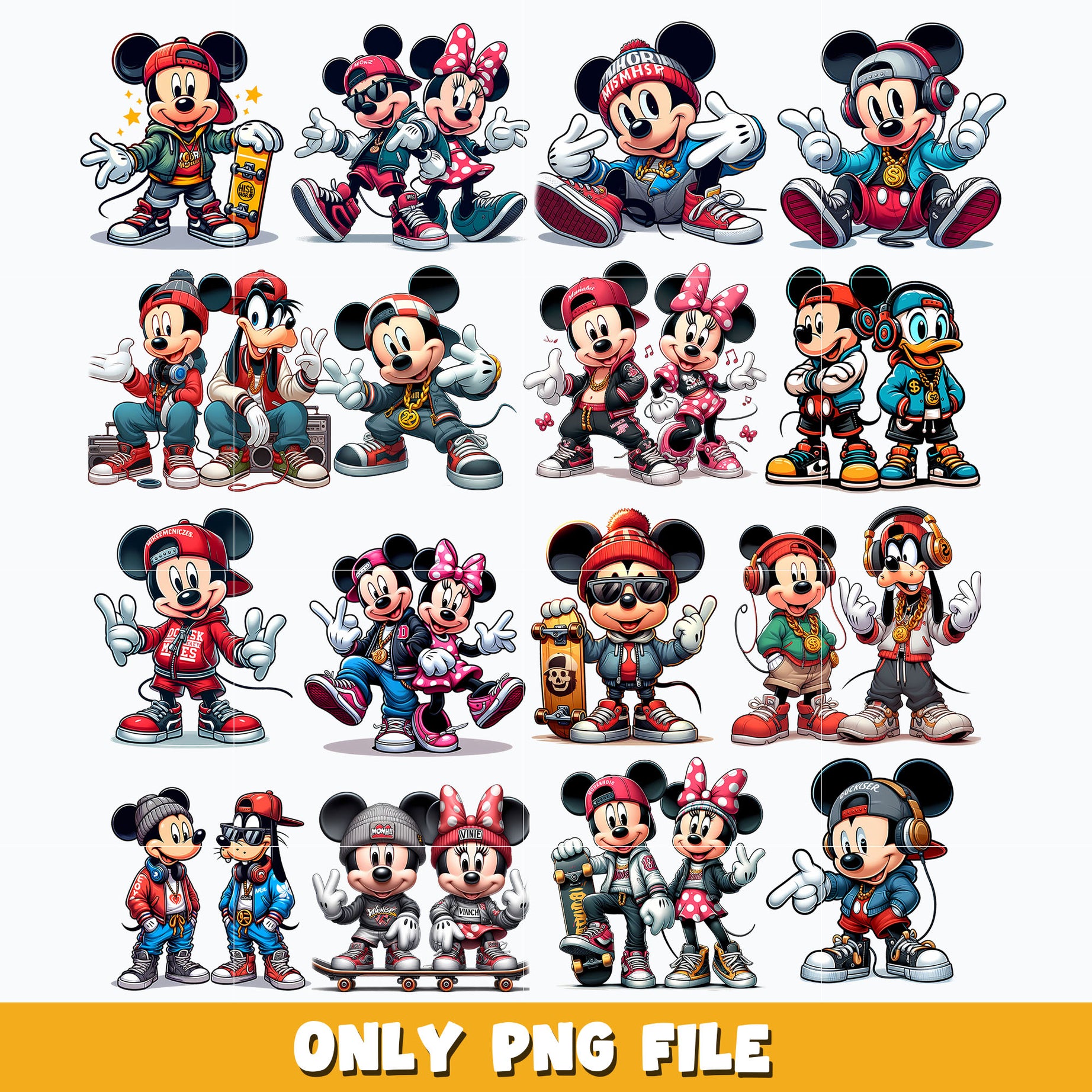 Mickey and Minnie Hiphop bundle png, Disney png, Digital download