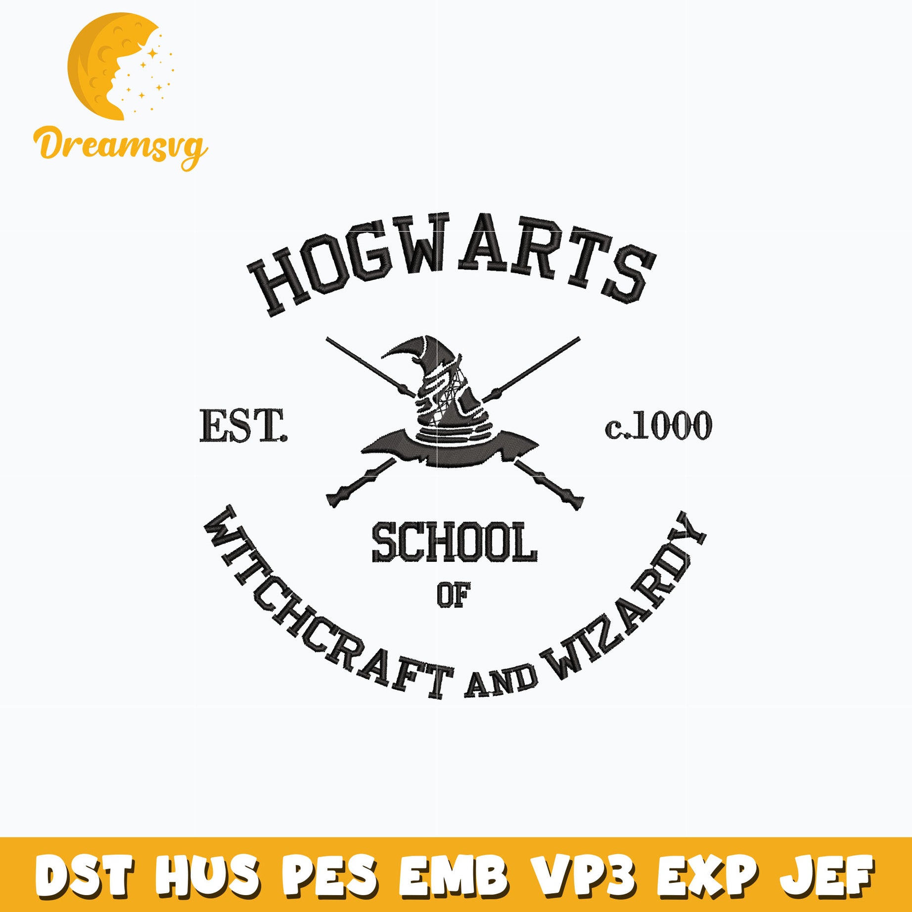 Hogwarts university est 1000 embroidery