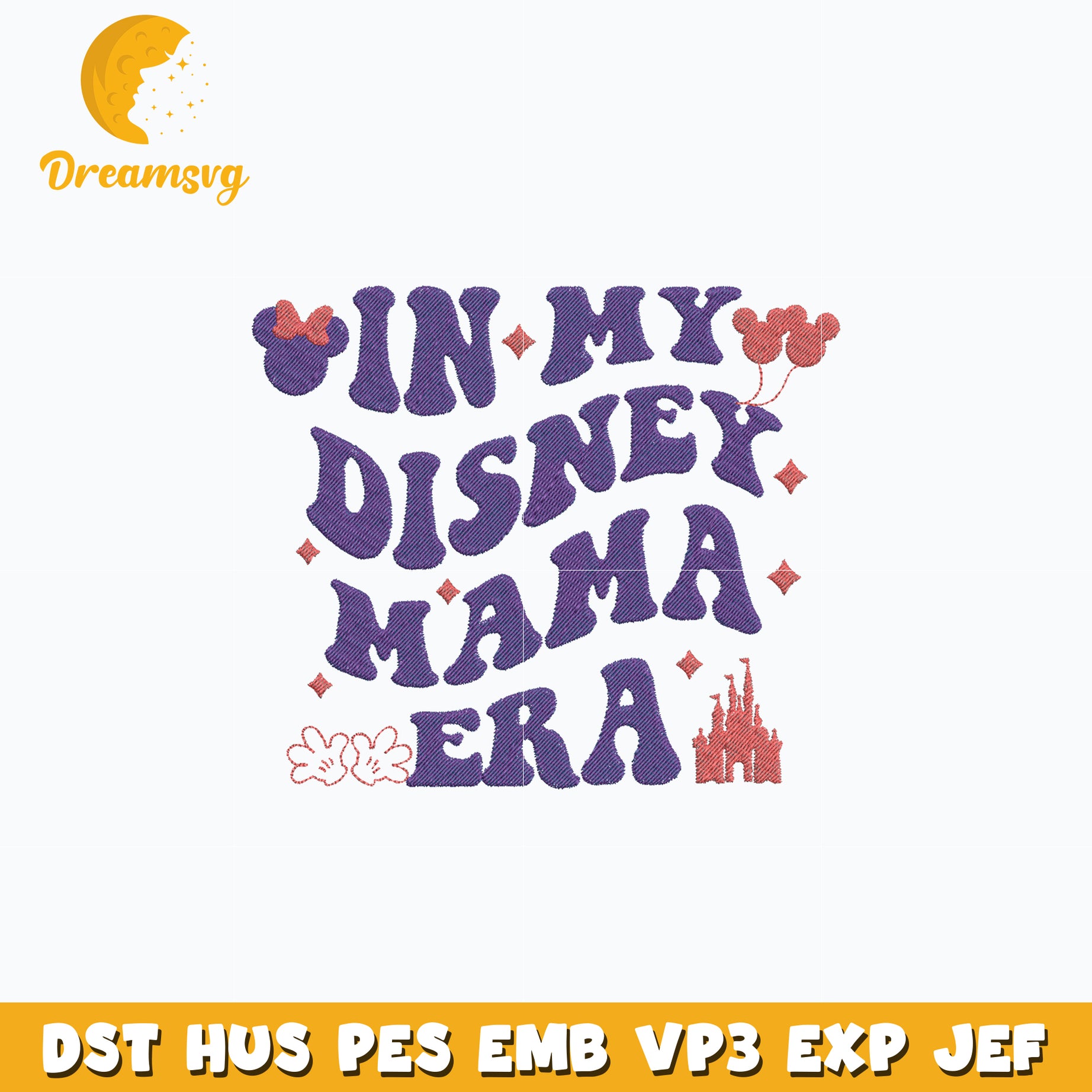 In my disney mama  minnie head embroidery design