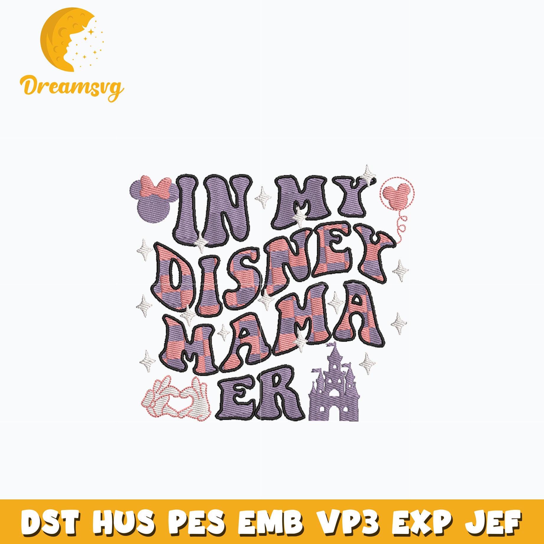 Minnie head In my disney mama  embroidery design