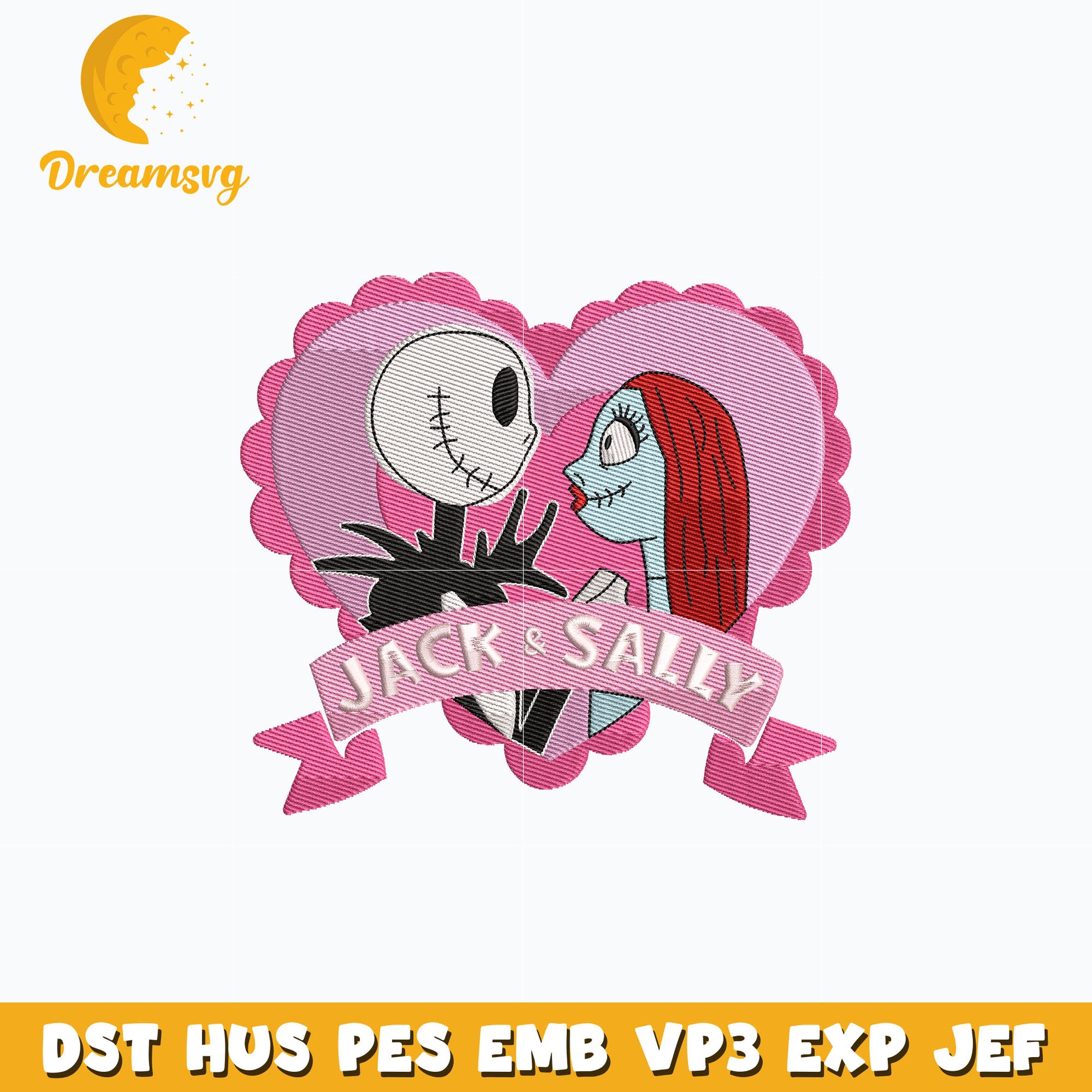 Jack love sally embroidery design