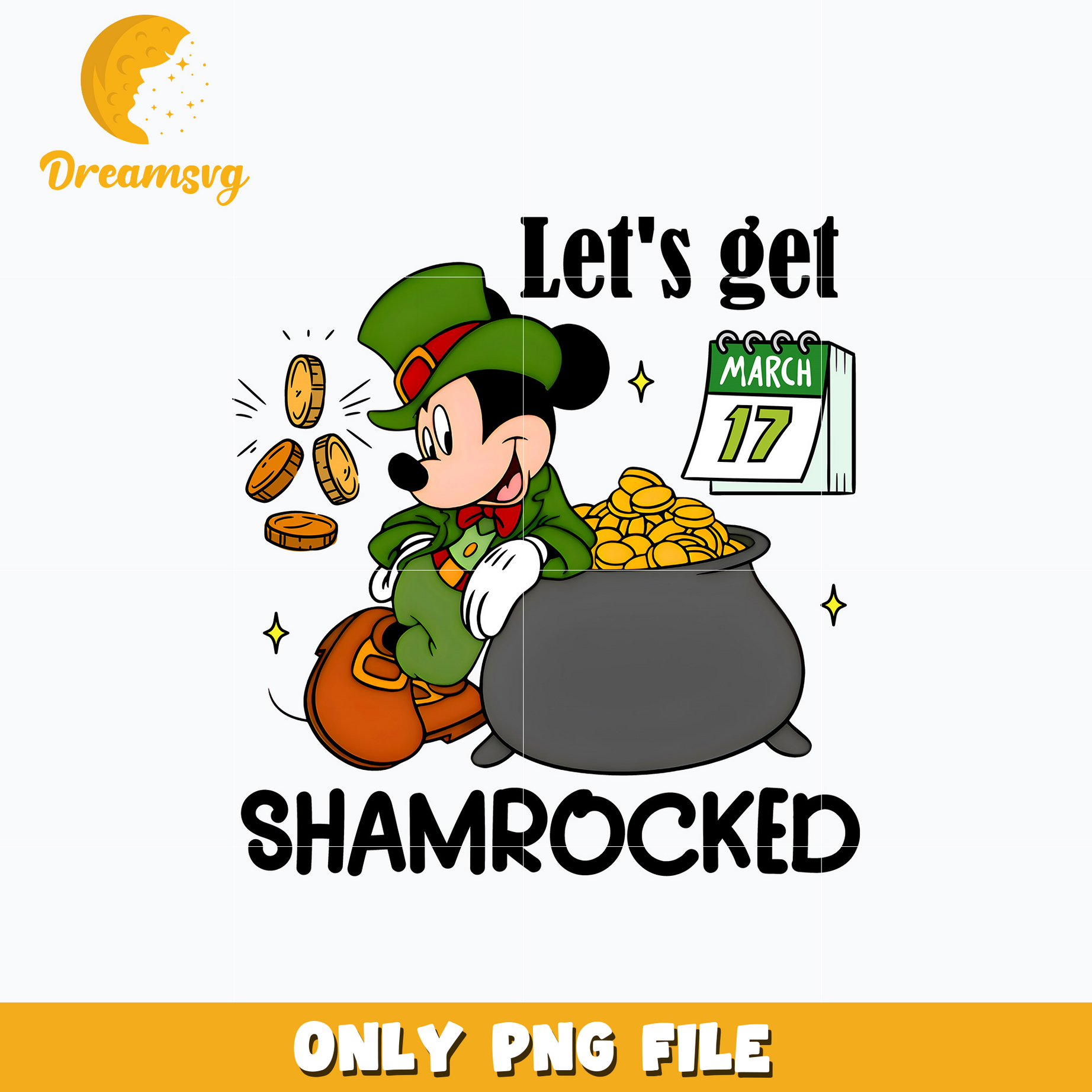 Mickey Let's Get Shamrocked patrick's day png