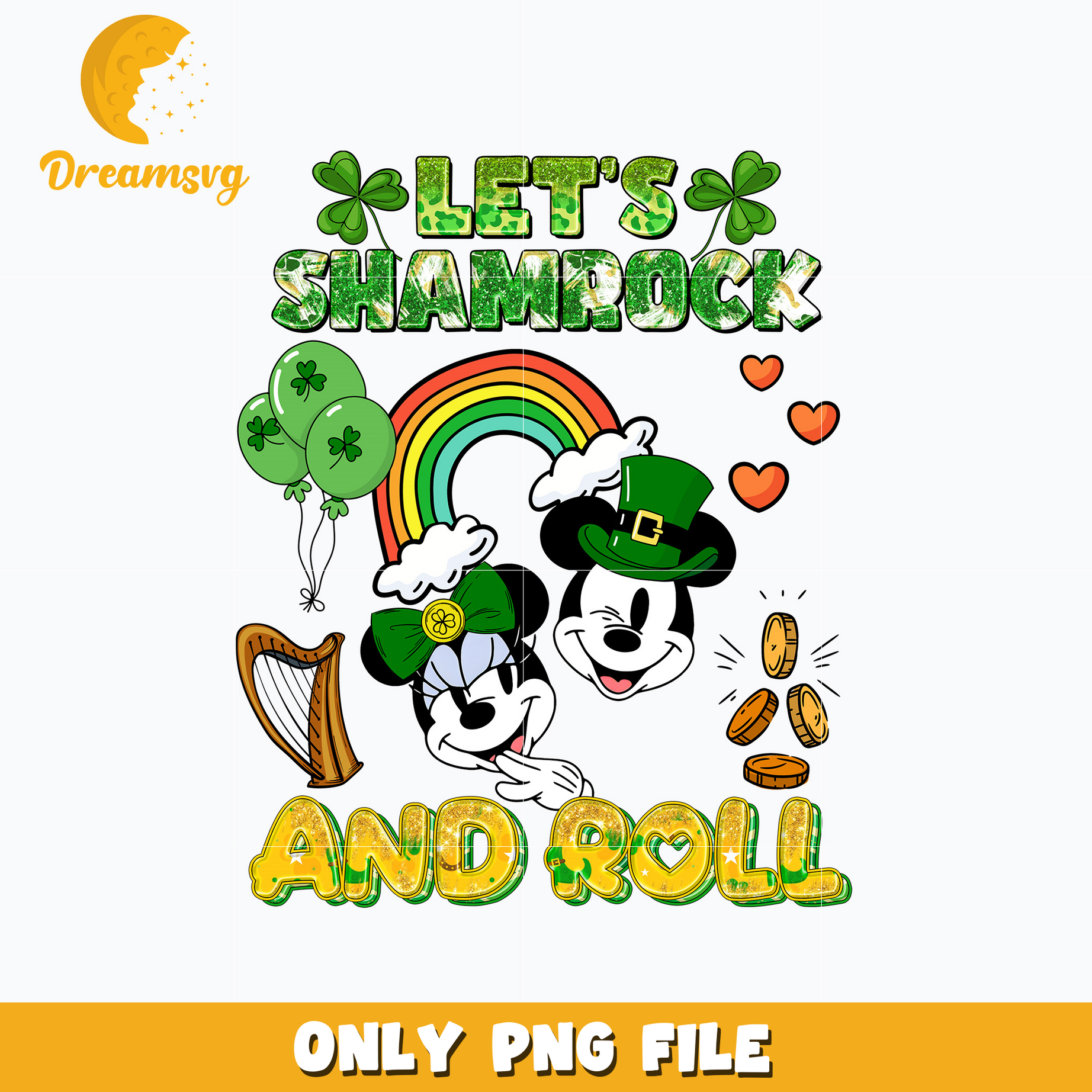 Mickey Let's shamrock and roll patrick's day png