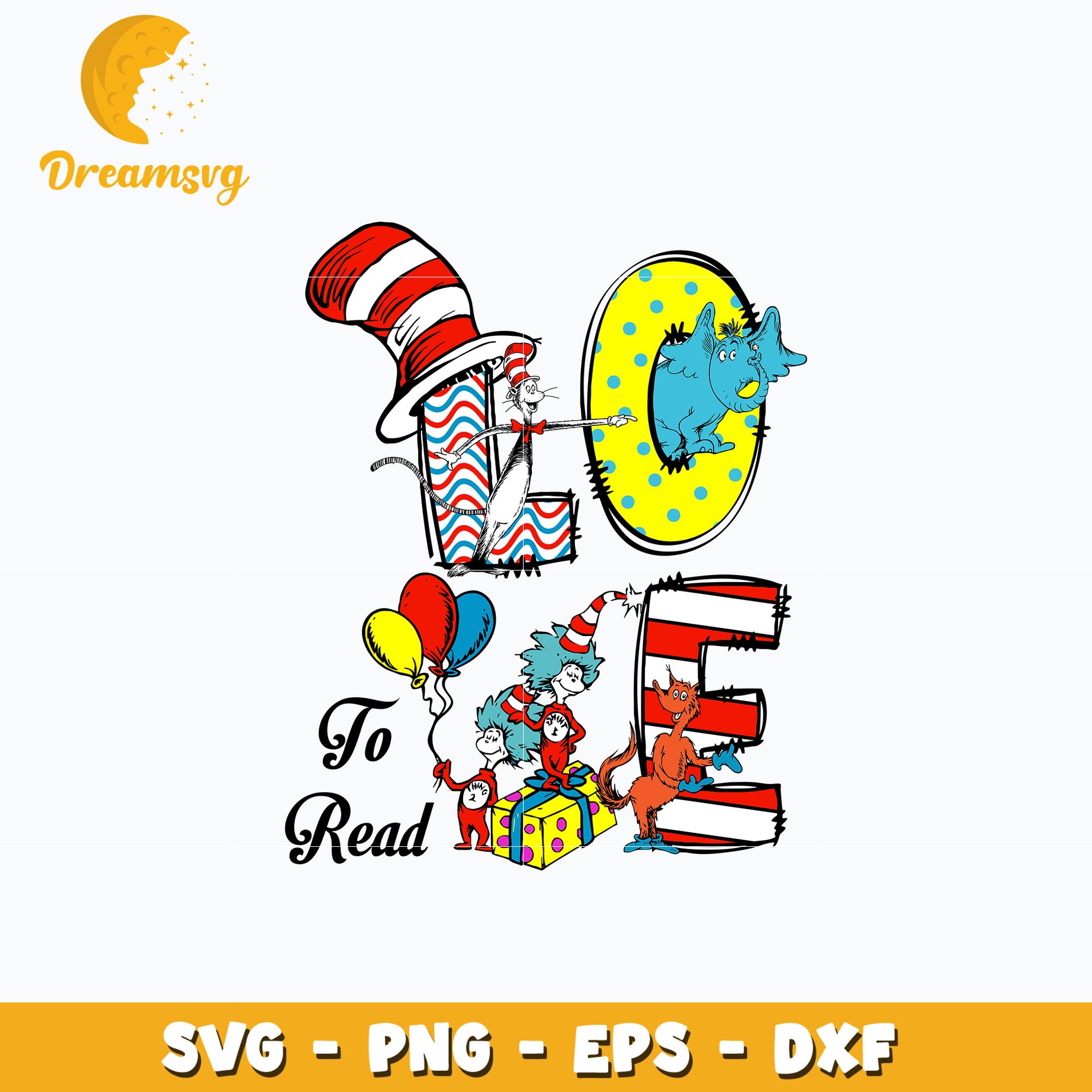 Dr Seuss like to read svg