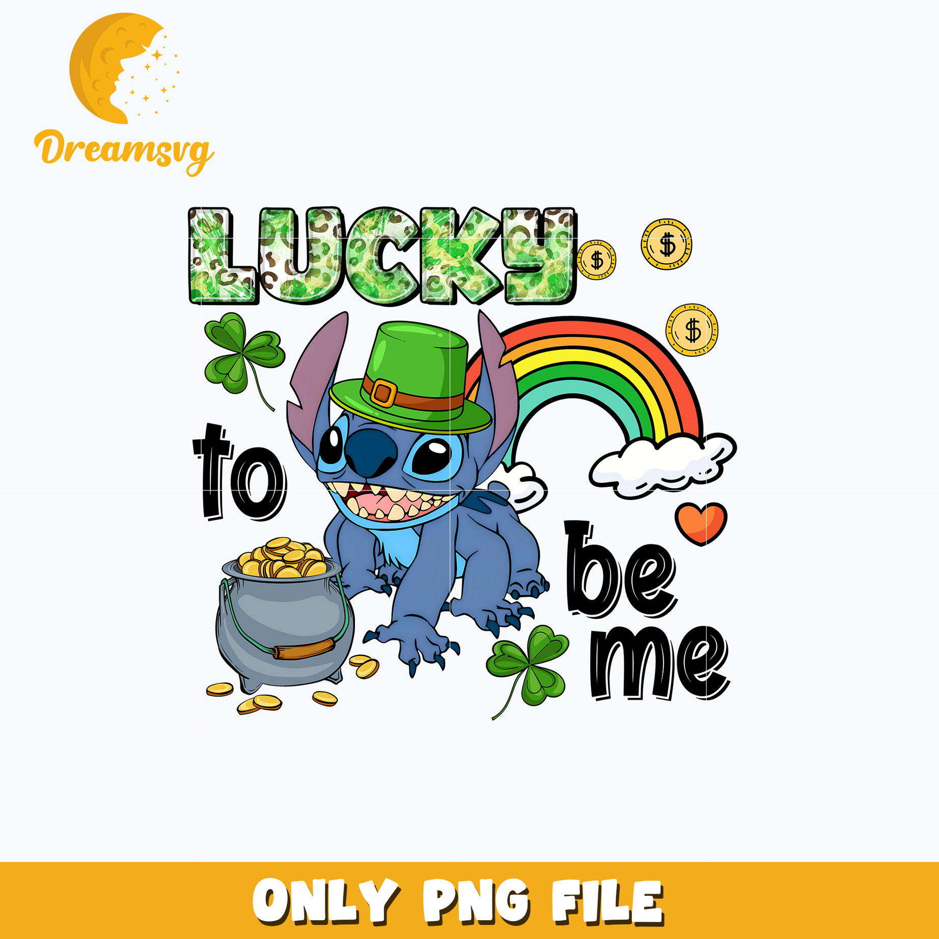 Stitch luck to be me patrick's day png