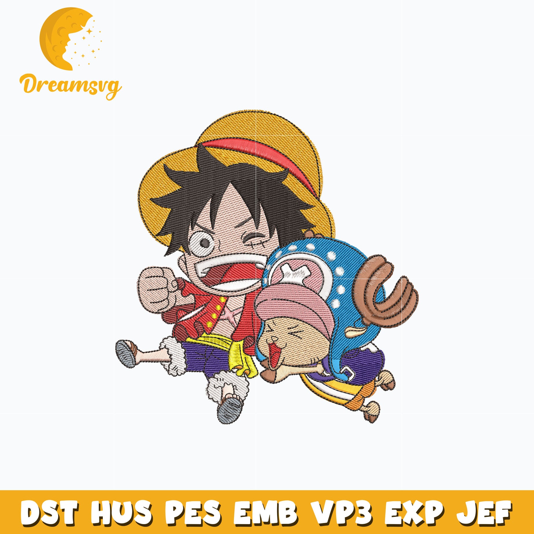 Luffy x chopper embroidery design