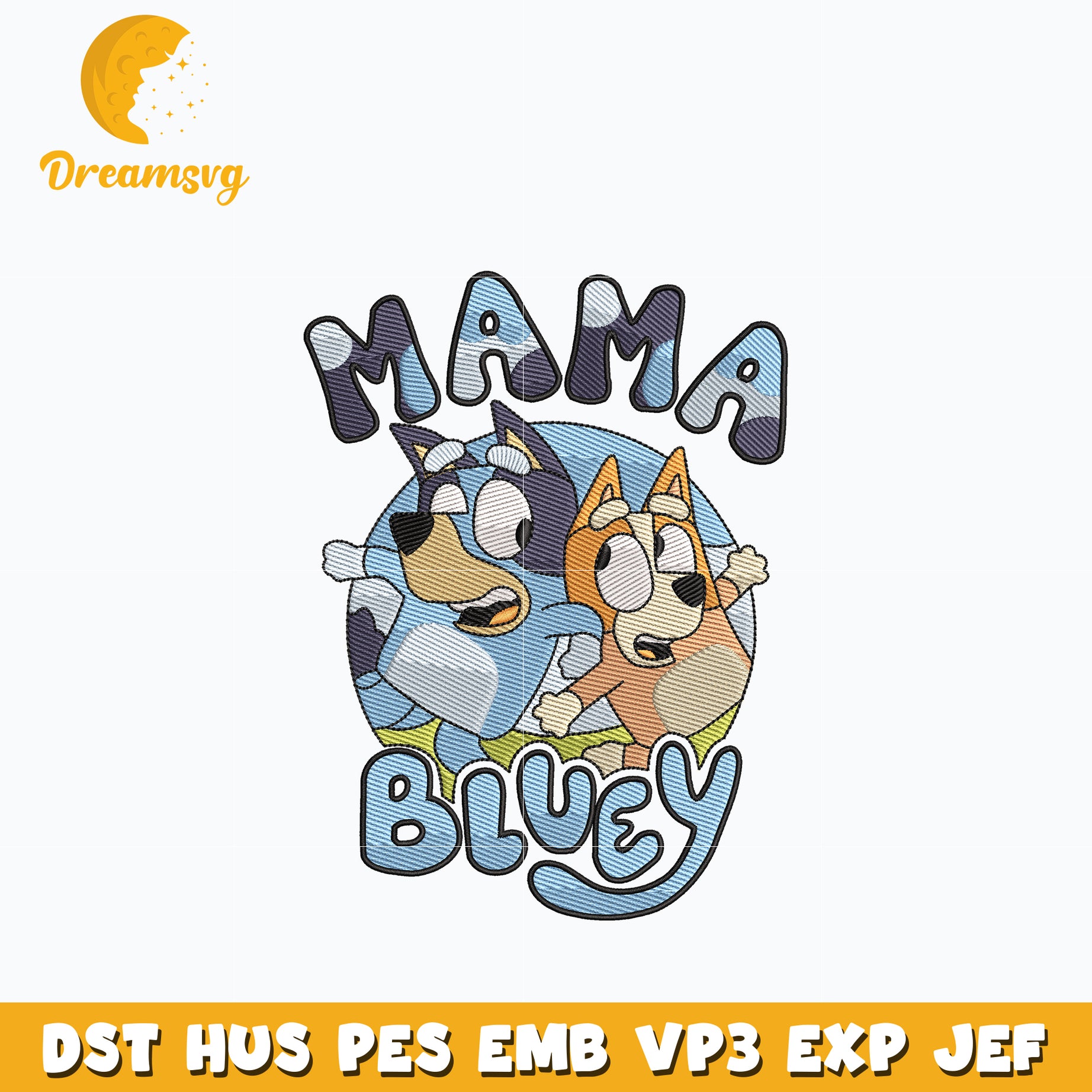 Mama bluey bingo embroidery design