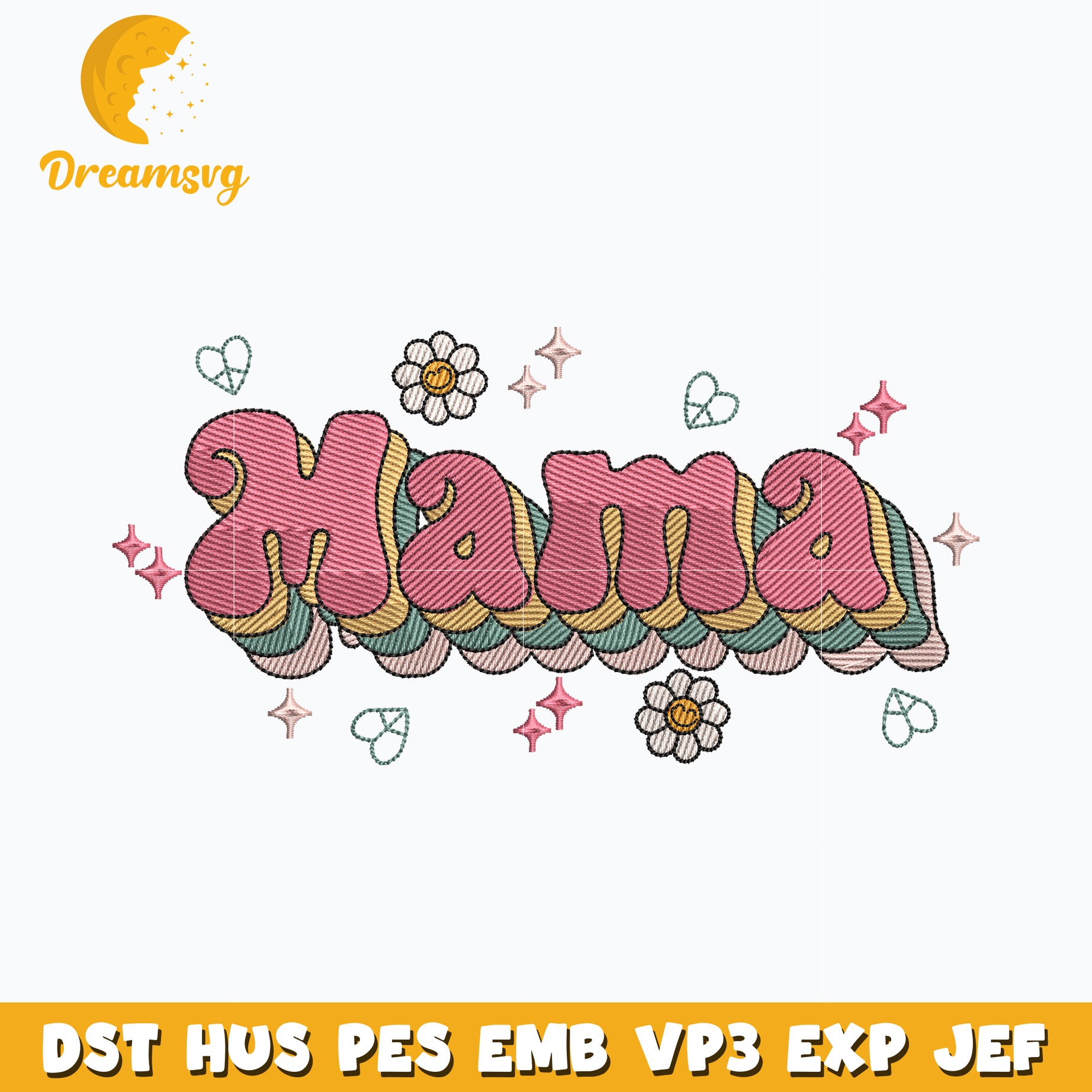 Mama flower embroidery design