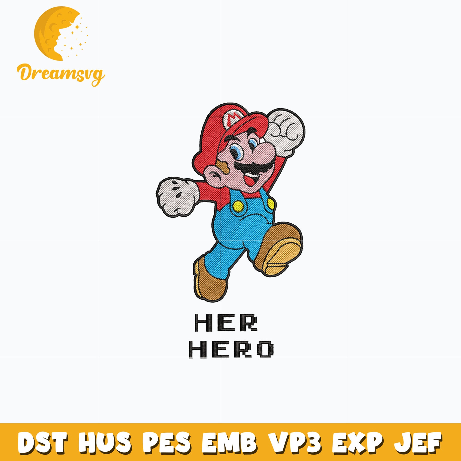 Mario her hero embroidery design