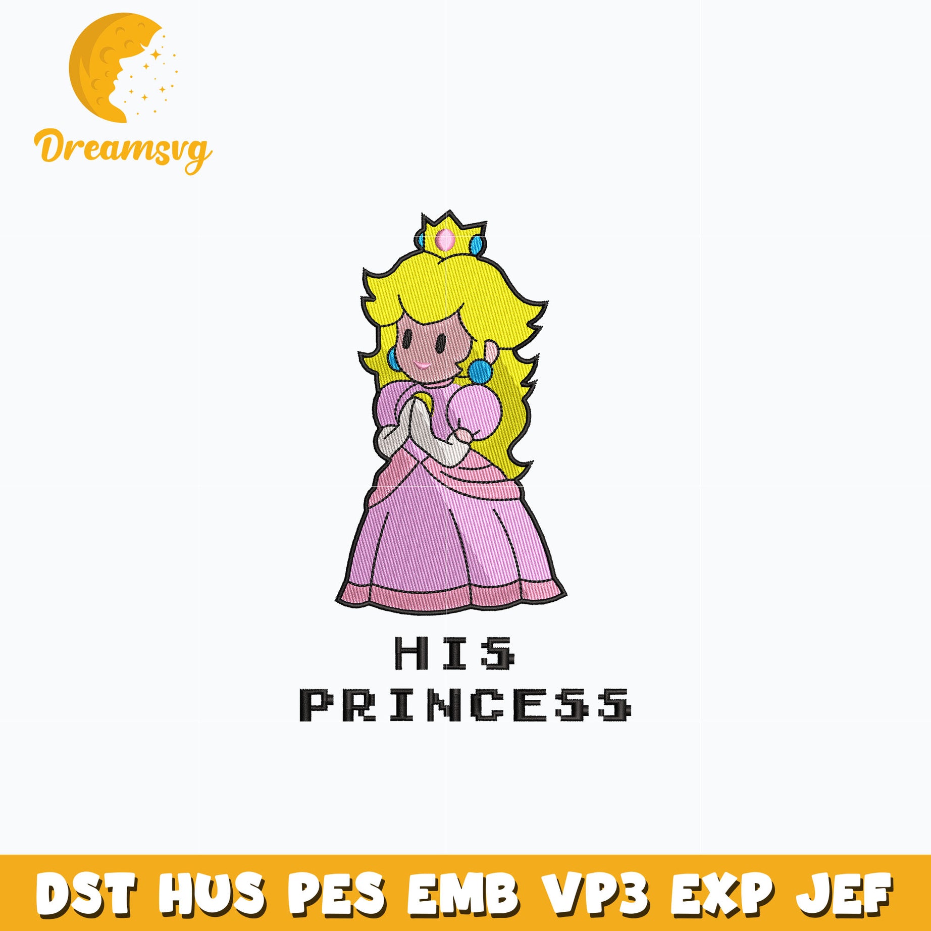 Mario his princess embroidery design