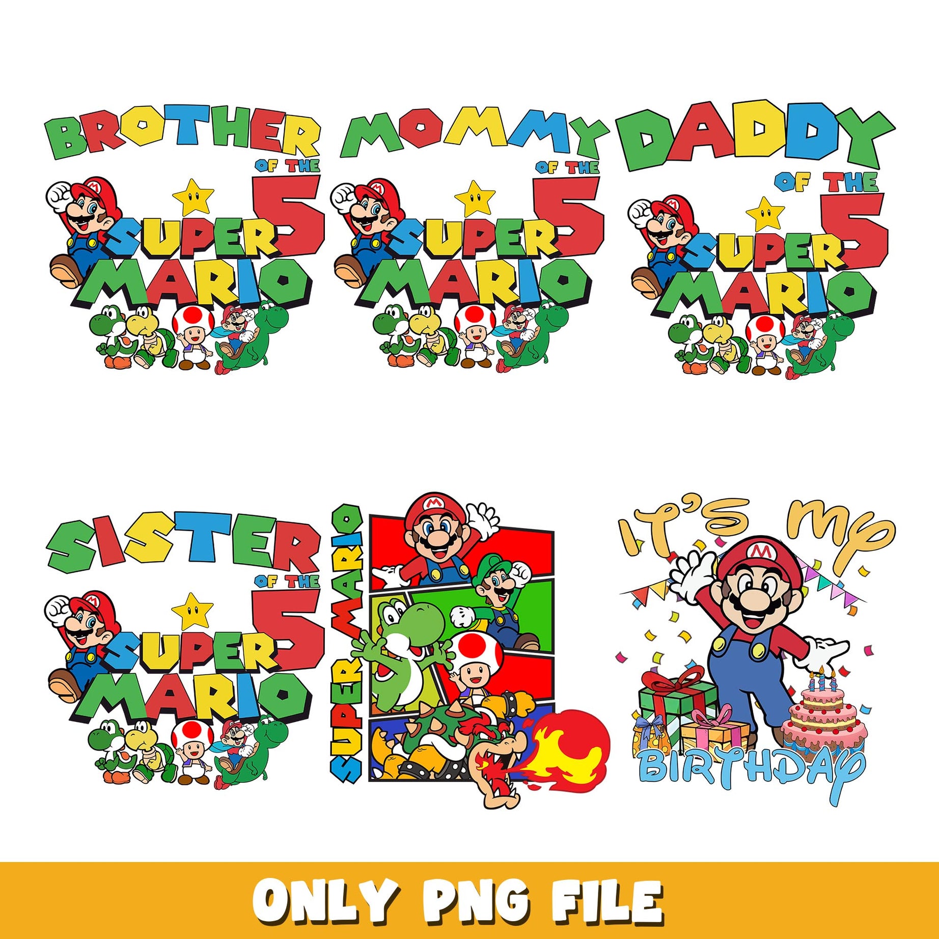 Super Mario family png, Super Mario  bundle png, cartoon png 