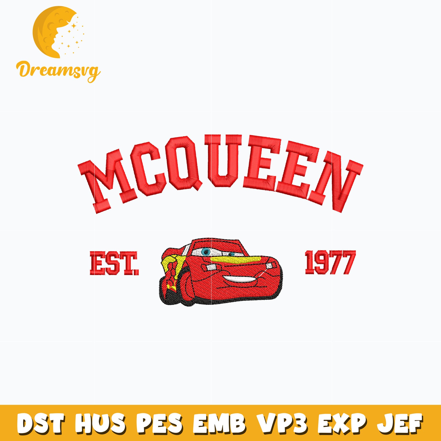 Disney car mcqueen est 1977 embroidery