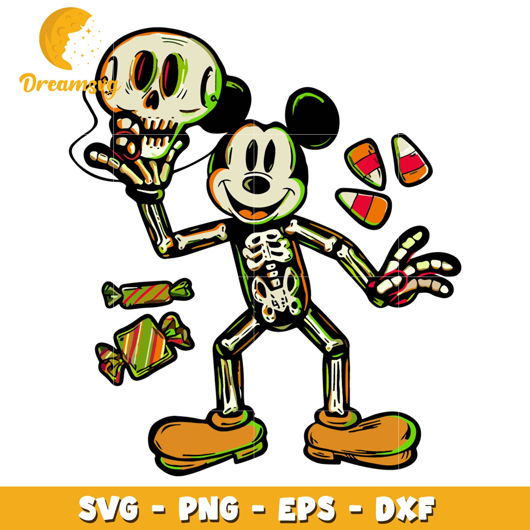 Disney Mickey Mouse skeleton svg