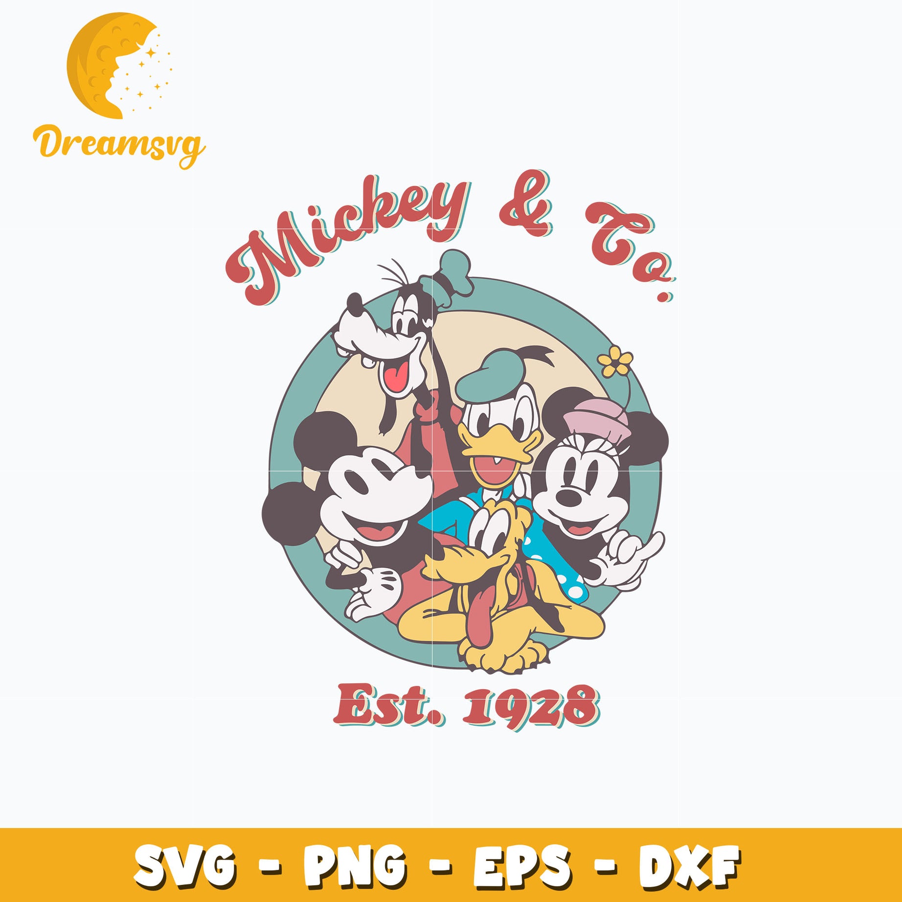 Disney Mickey and co est 1928 retro svg