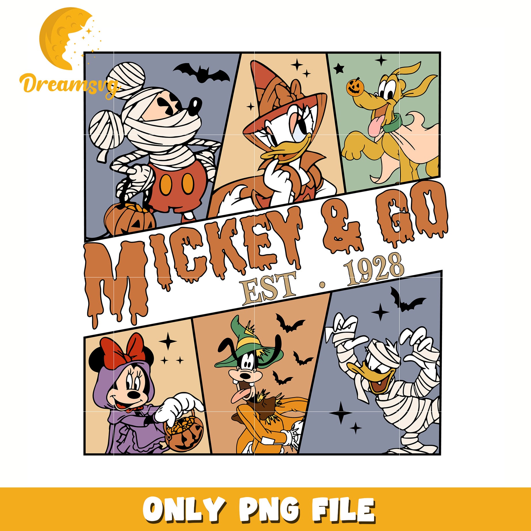 mickey and co halloween png, halloween decor png, halloween characters png