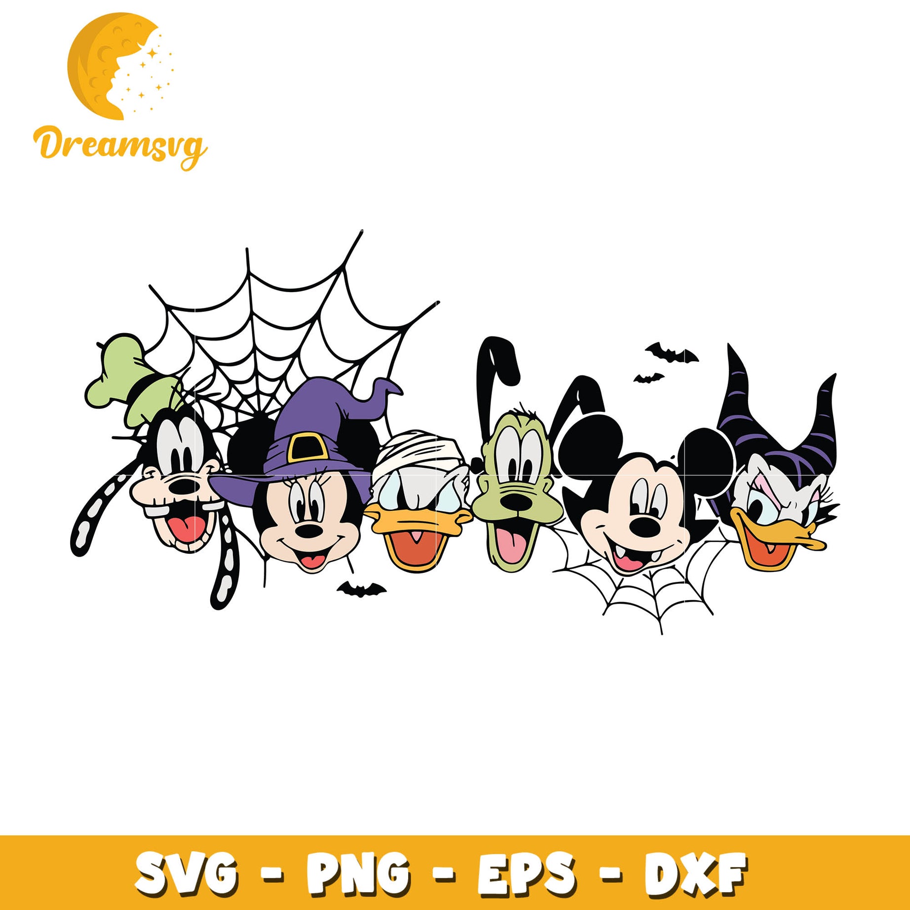 Halloween mickey and friend head svg