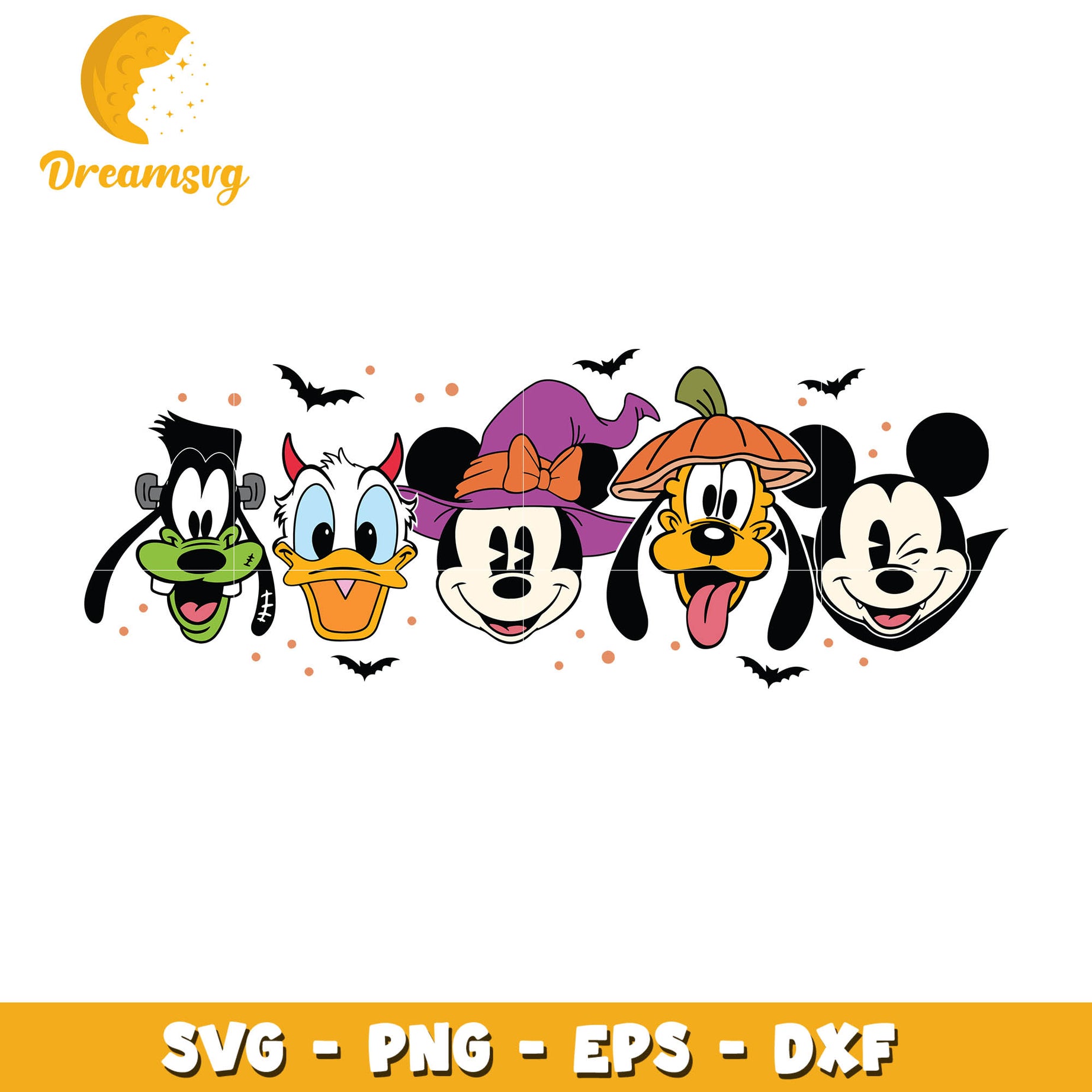 Mickey and friend head halloween svg