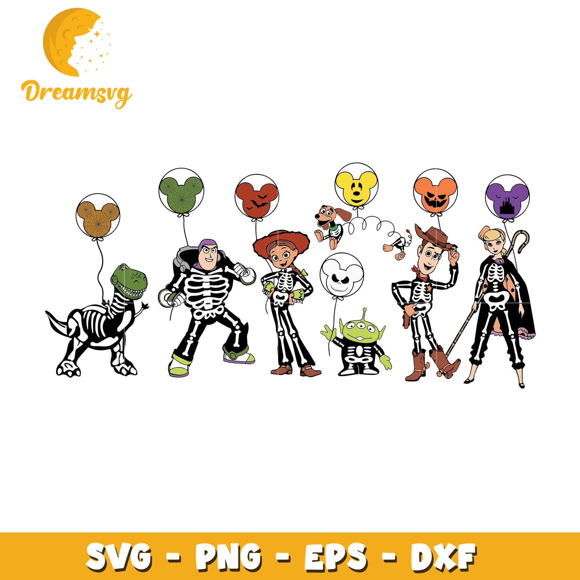 Toy Story Friends skeleton halloween svg