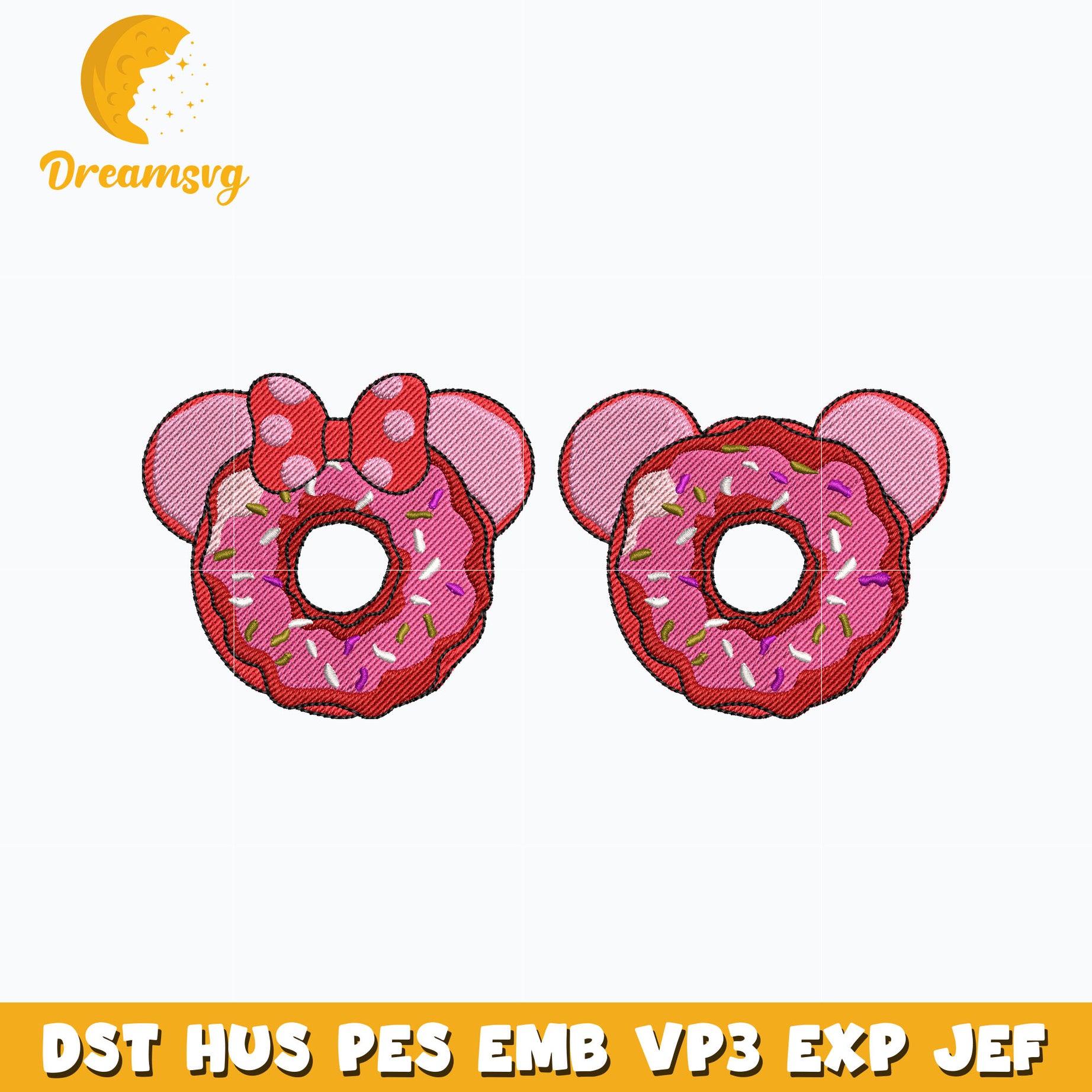 Mickey minnie donut embroidery design