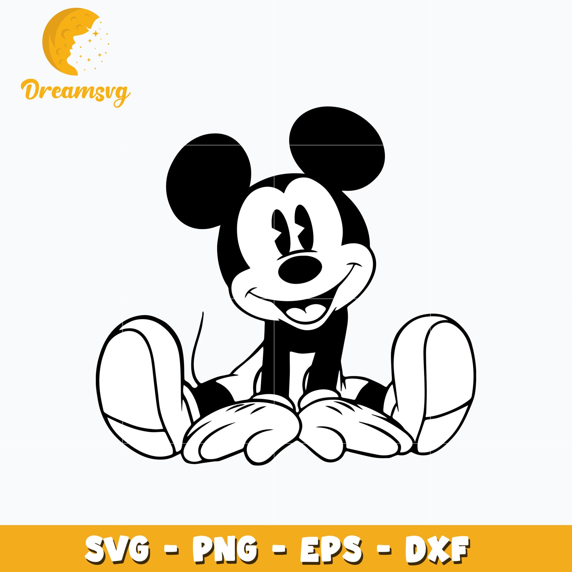 Mickey mouse black white svg, digital download