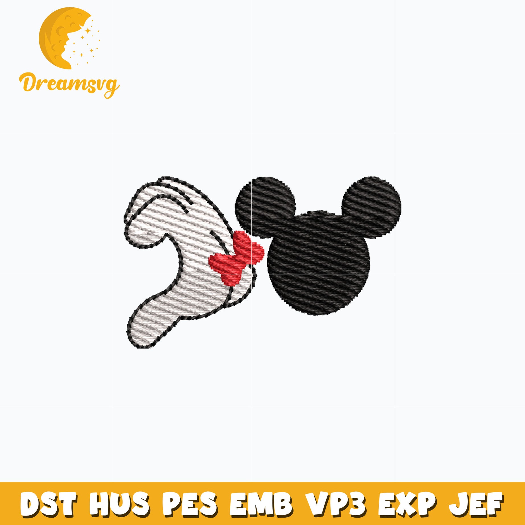 Mickey head love embroidery