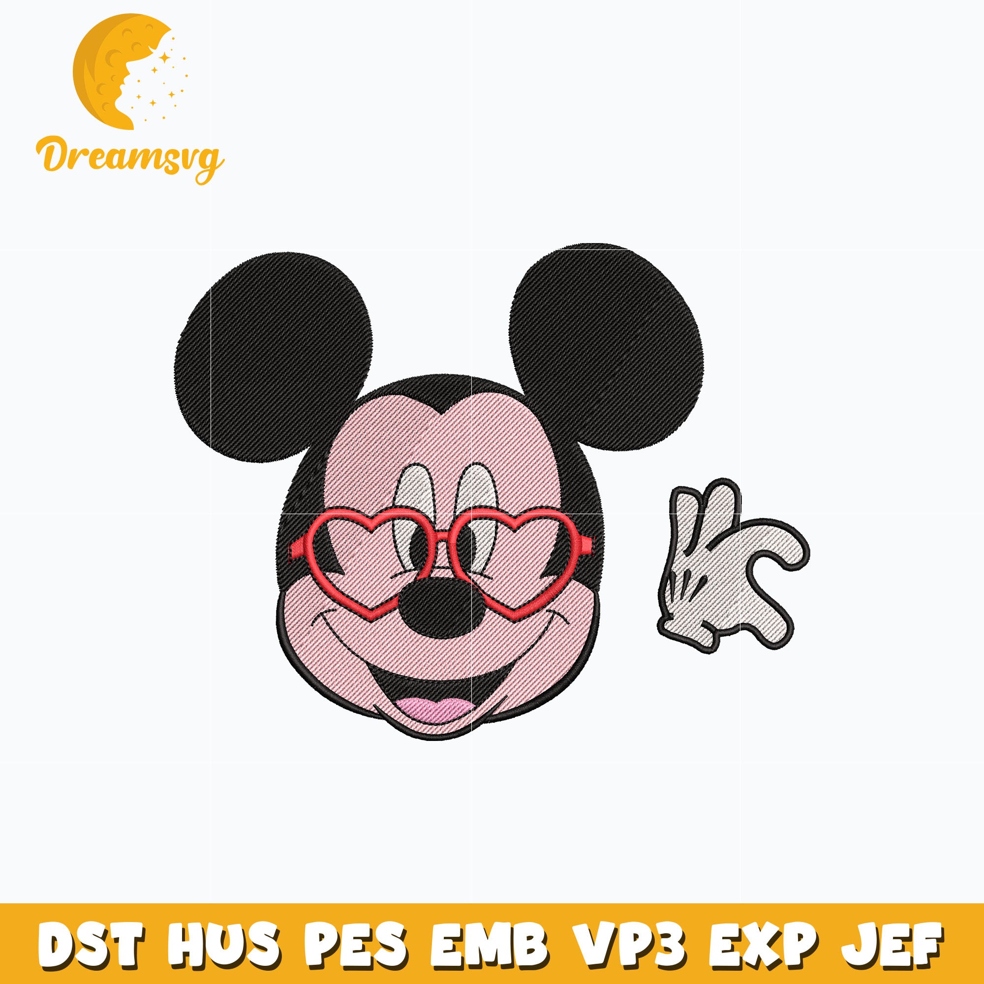 Mickey head half love embroidery – DreamSVG Store