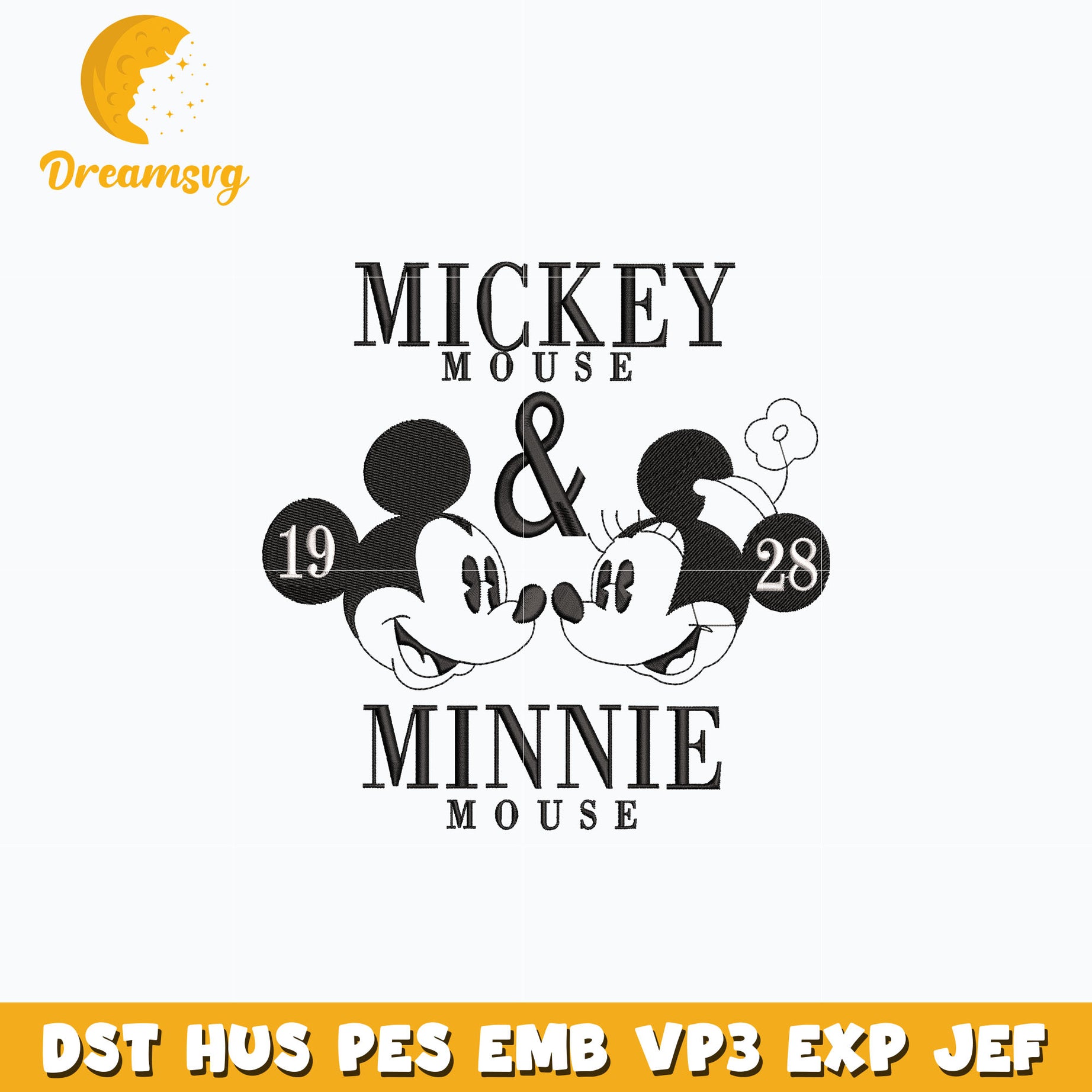 Mickey and minnie mouse embroidery