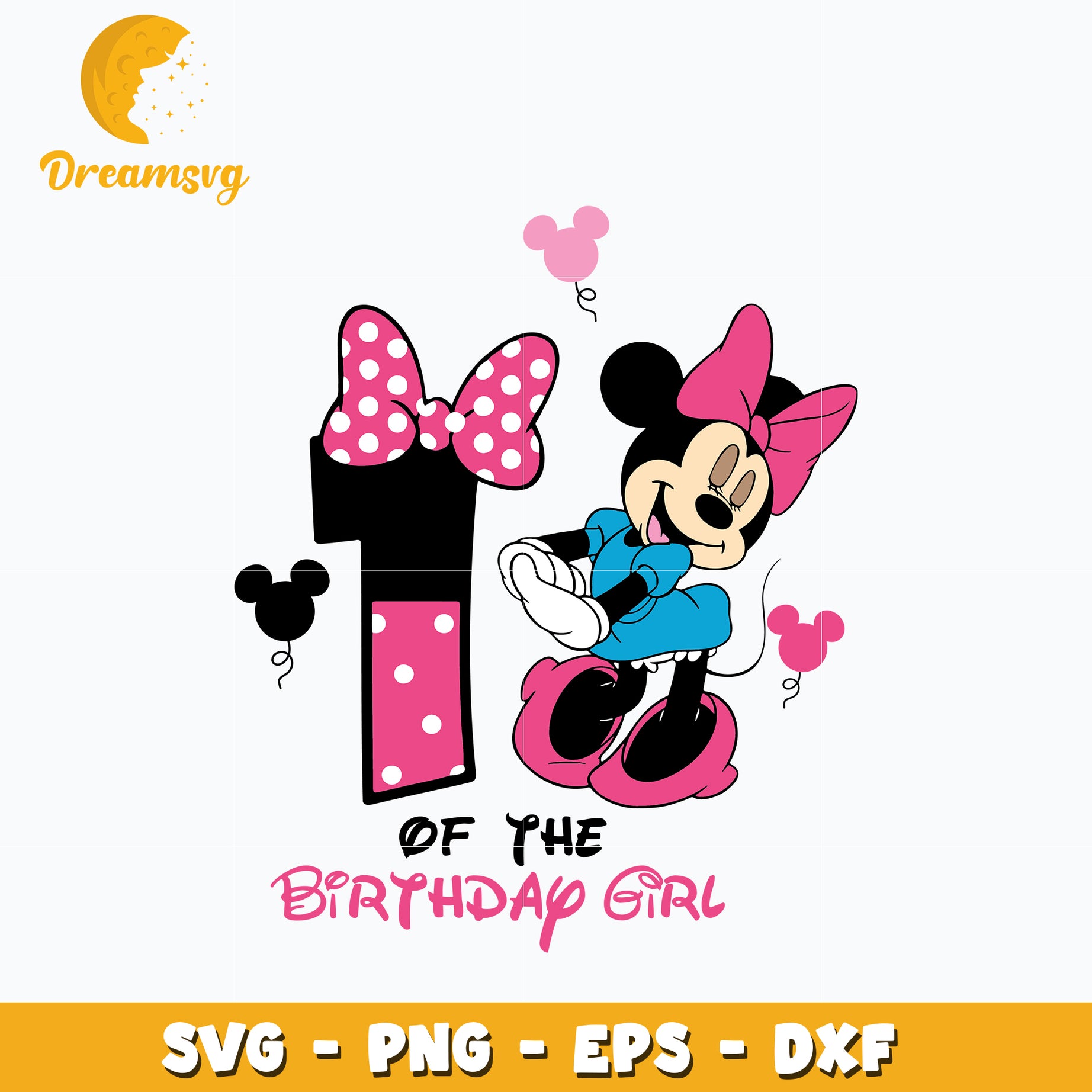 1st of the birthday girl Svg, Minnie Mouse Svg