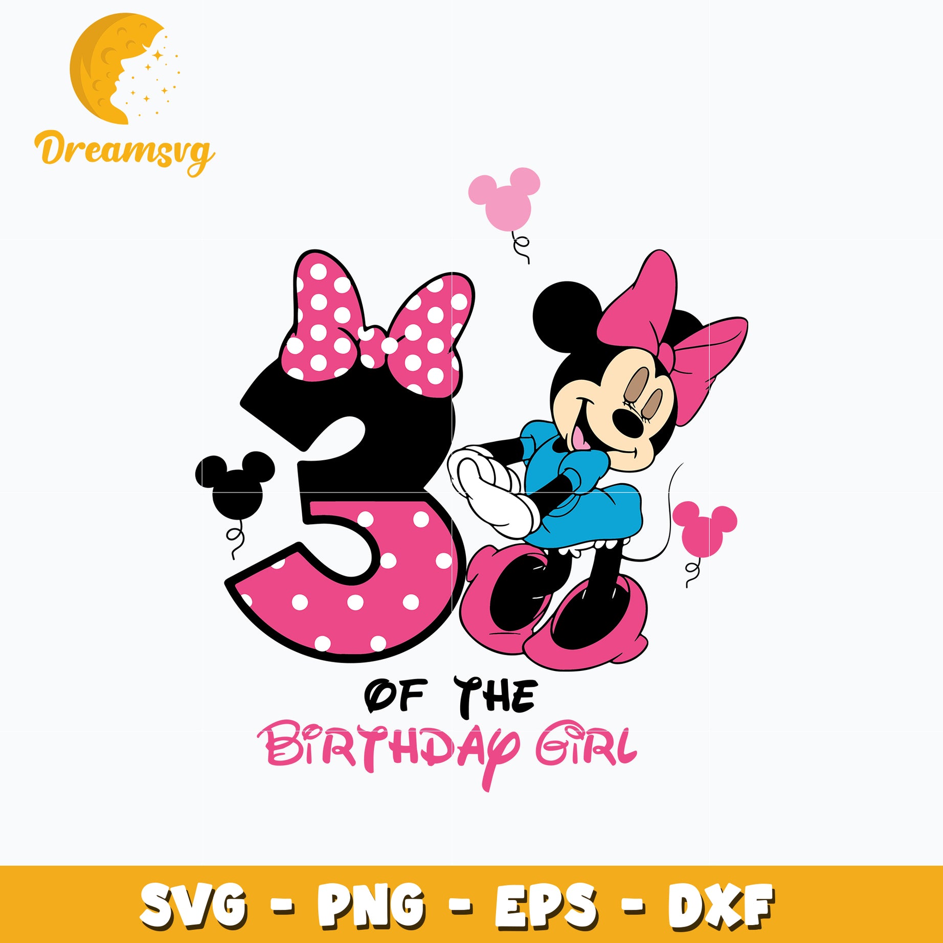 3rd of the birthday girl Svg, Minnie Mouse Svg